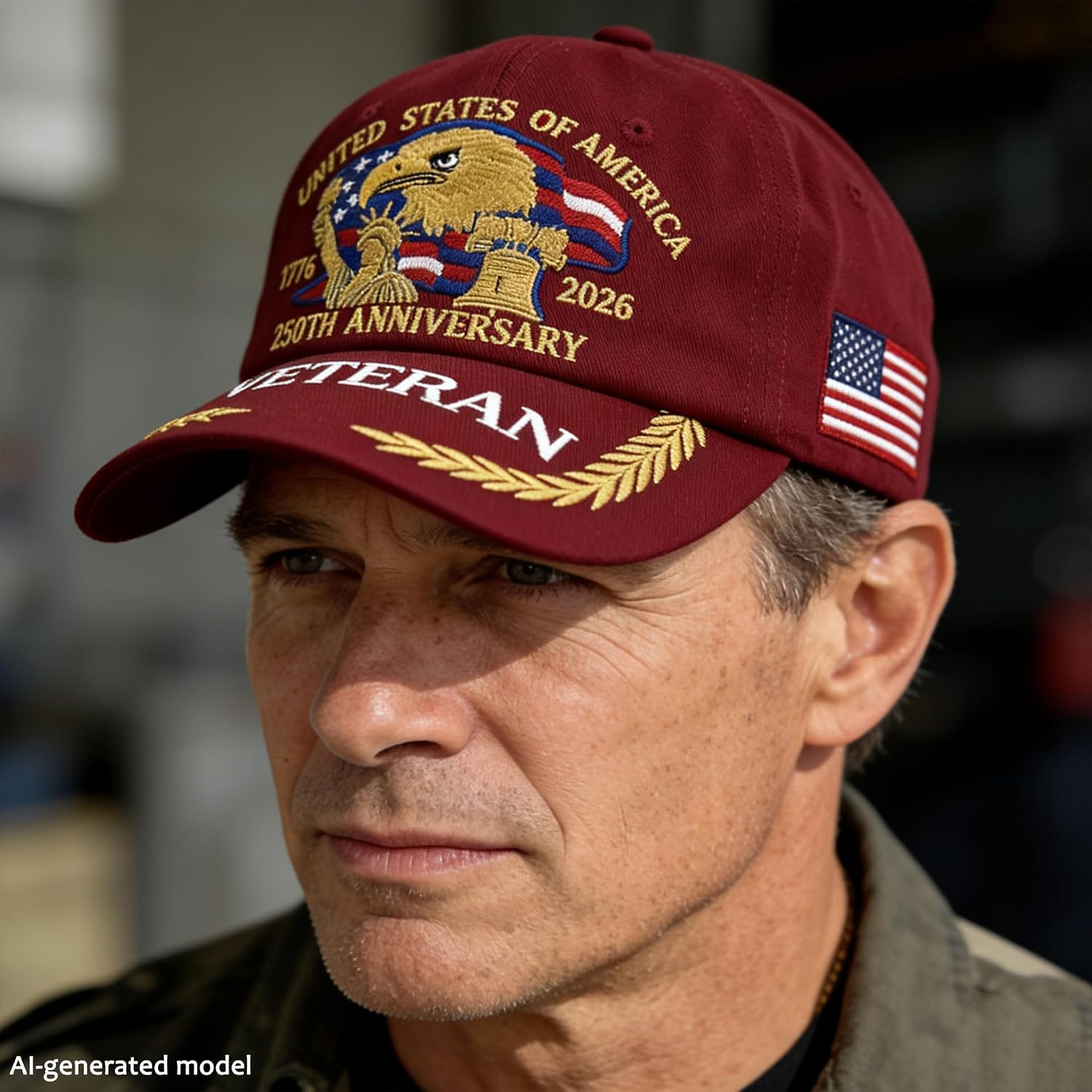 250th Anniversary USA Hat, Adjustable American 250 Merchandise Veteran Tribute Retro Embroidered Baseball Cap