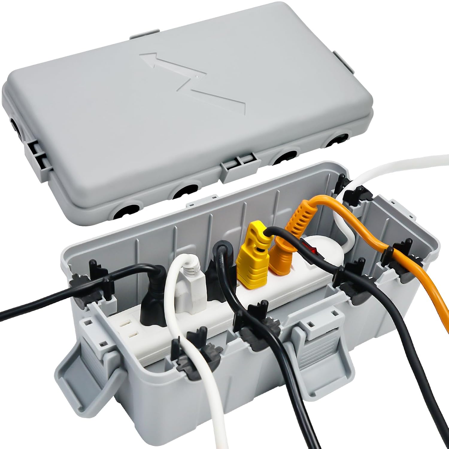 Hrensaw Small Weatherproof Electrical Connection Box(Inner 5.5 x 3 x 2.2inch),Outdoor Electrical Box,Waterproof Extension Cord Covers for Plug, Extension Cables, Holiday Lights,Black