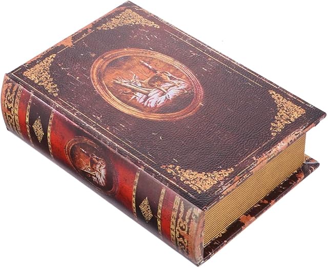 Garneck Vintage Book Box Antique Book Box Decorative Book Boxes Antique Book Box Faux Wood Storage Box for Home Office Photo Props (The Deer Totem Size S Brown) Book Trinket Case Book Figure