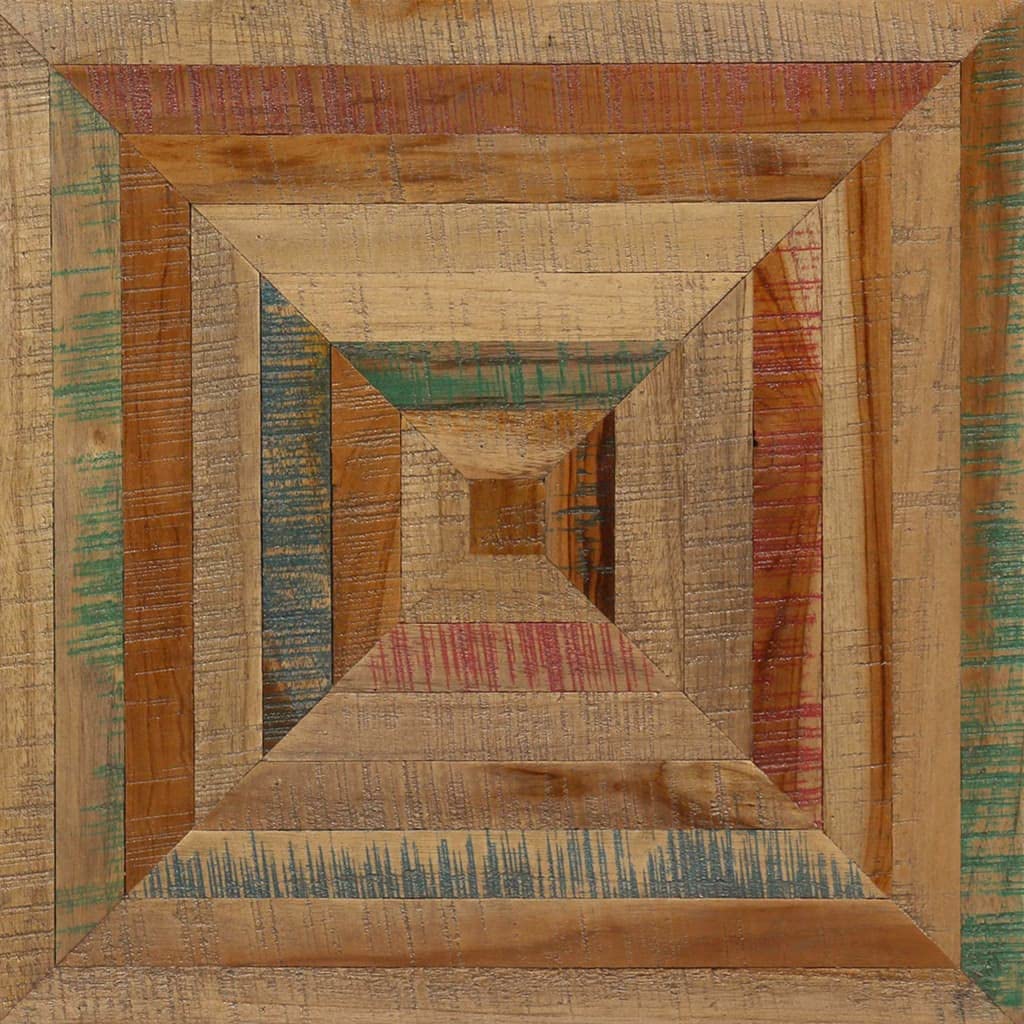 Stolik pomocniczy z litego drewna tekowego z recyklingu, ze stalowymi nogami, 49 x 40 x 60 cm, stolik do salonu, stolik nocny, miejsce do odkładania na korytarz, do sypialni, na sofę, do