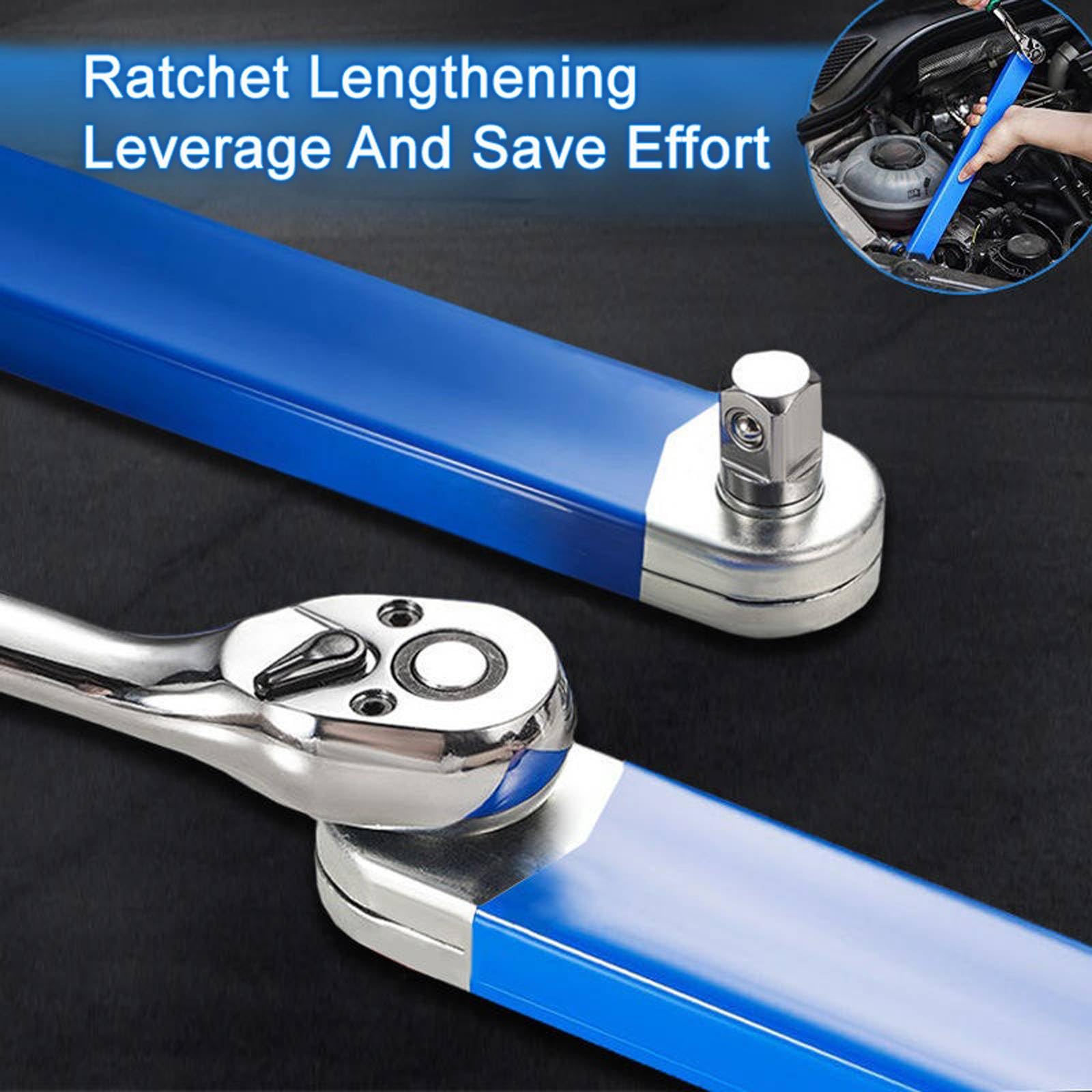 Offset Extension Wrench Set, Schraubwerk Offset Schlüssel, Verlängerungsschlüssel, Ratschenverlängerung mit Kettenantrieb, Inkl. 1/4", 3/8" & 1/2" Adapter Blue,39cm