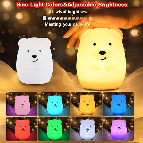 Miniatura 2 de WHA&DARREN Luz nocturna de búho grande para niños, bonita luz nocturna de bebé, lámpara de noche de silicona, luces de sueño, cuidado de los ojos,