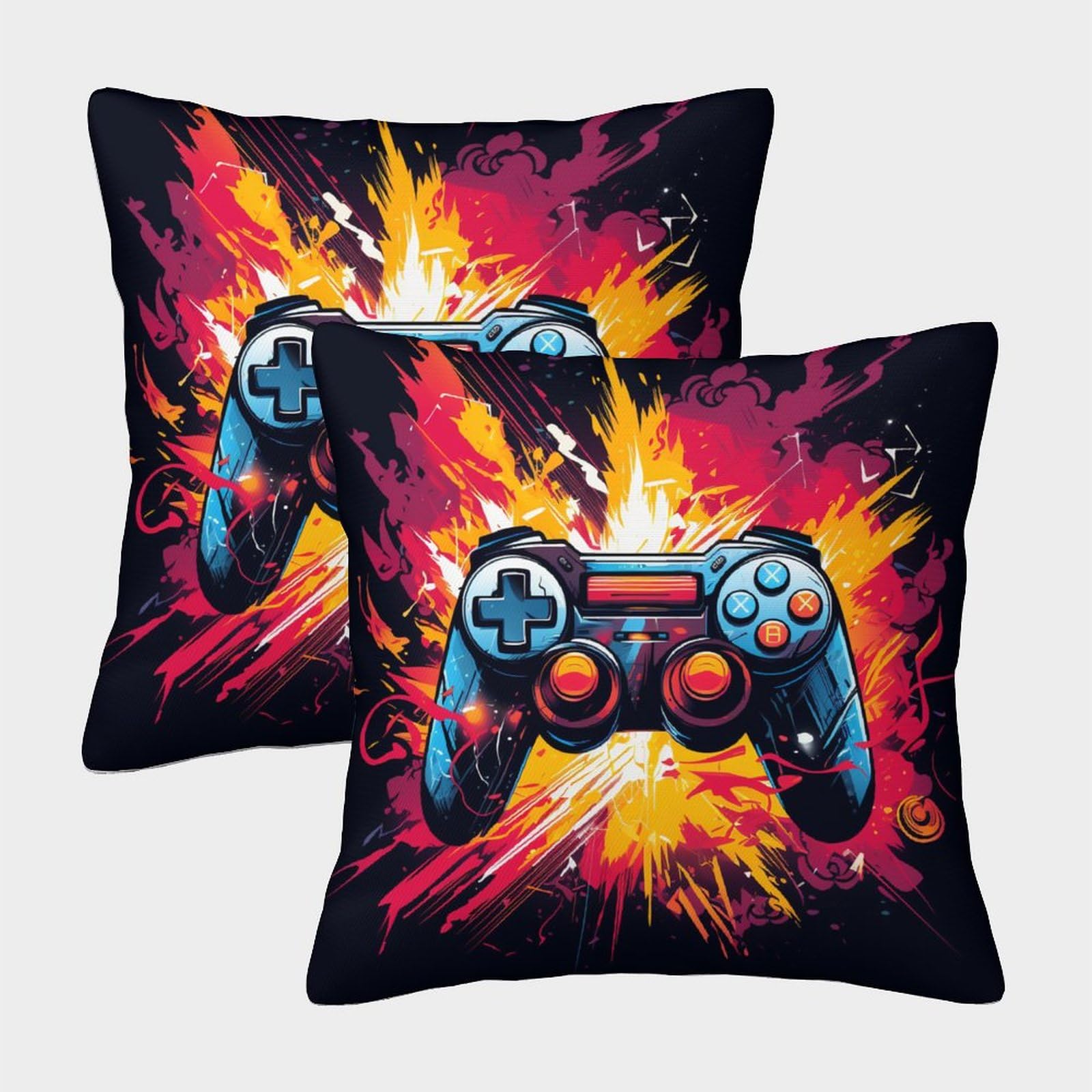 GUYDZOOM Gamepad Throw Pillow Cover Square Soft 3D Printed Cushion Cover for Sofa Couch Bed Personalized Home Decor Gift For Pillowcases Set of 2 40x40cm