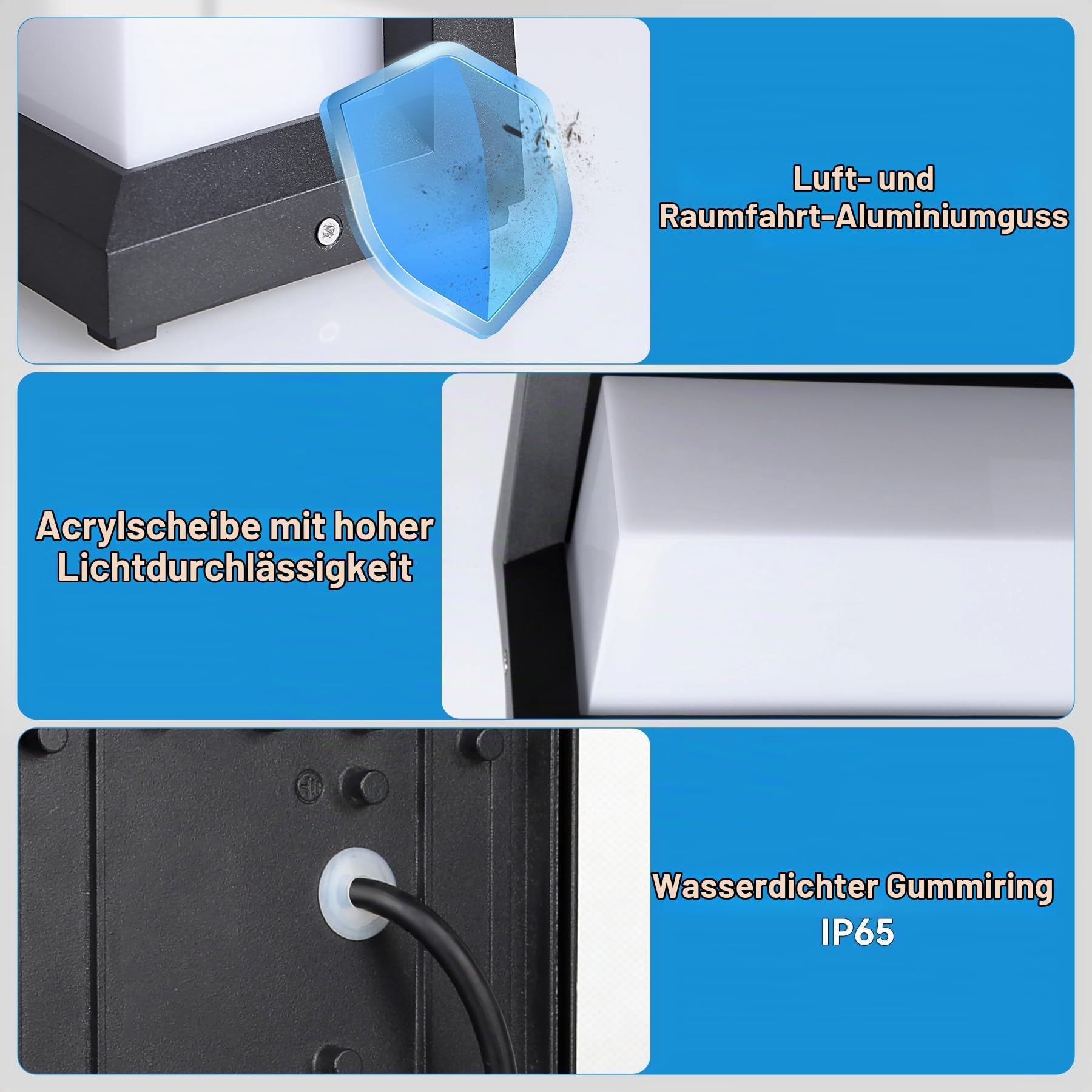 CHENBEN Außenlampe Wand IP65 18W 3000K/4000K/6500K Außenleuchte, 2 Stück