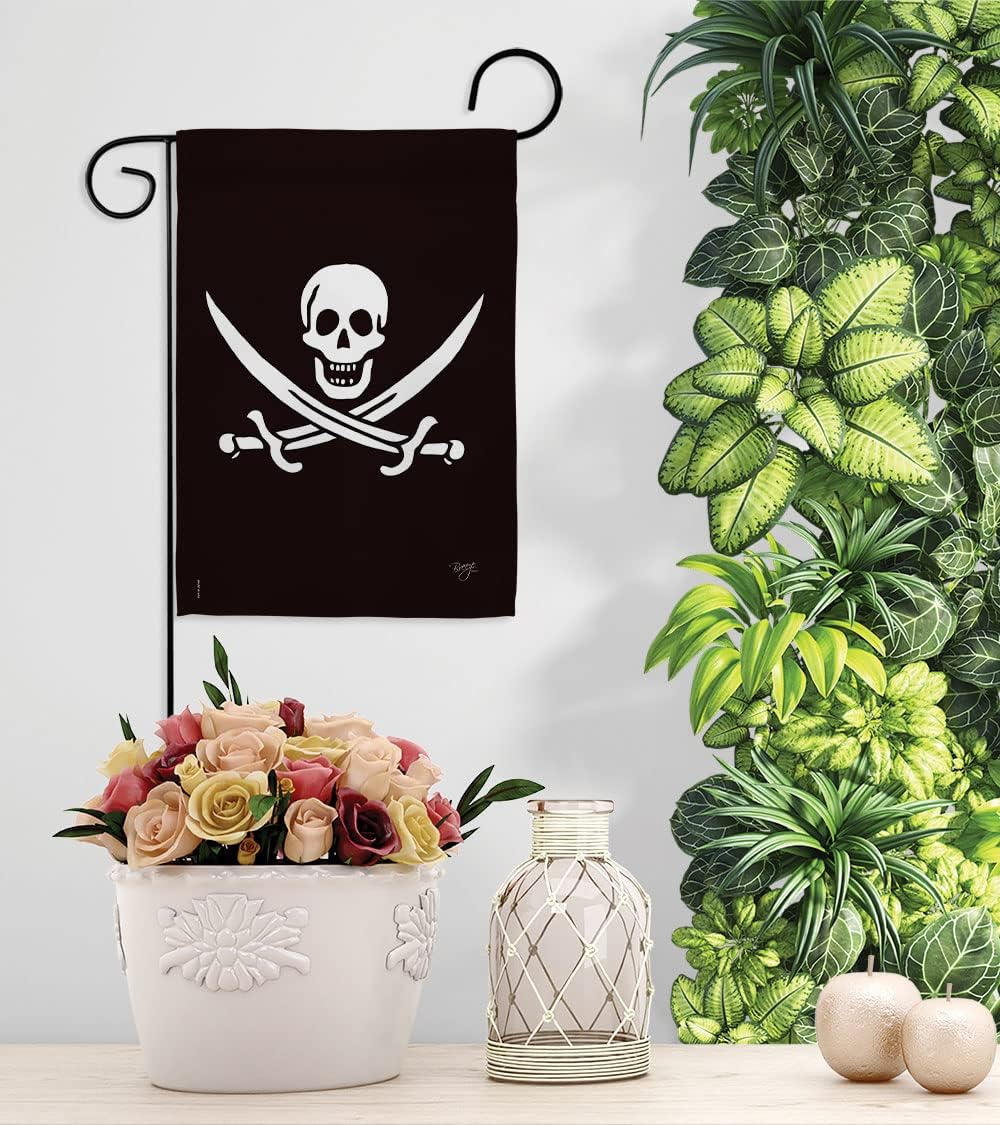 Breeze Decor G157031 Calico Jack Rackham Coastal Pirate Impressions Decorative Vertical Garden Flag 13" x 18.5" Printed In USA Multi-Color