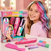Kit Mechas Coloridas Infantil Giz Lavável para Pintar Cabelo – Brinquedo de Beleza para Meninas, Tinta Temporária Atóxica, Presente Criativo, 6 Cores Vibrantes