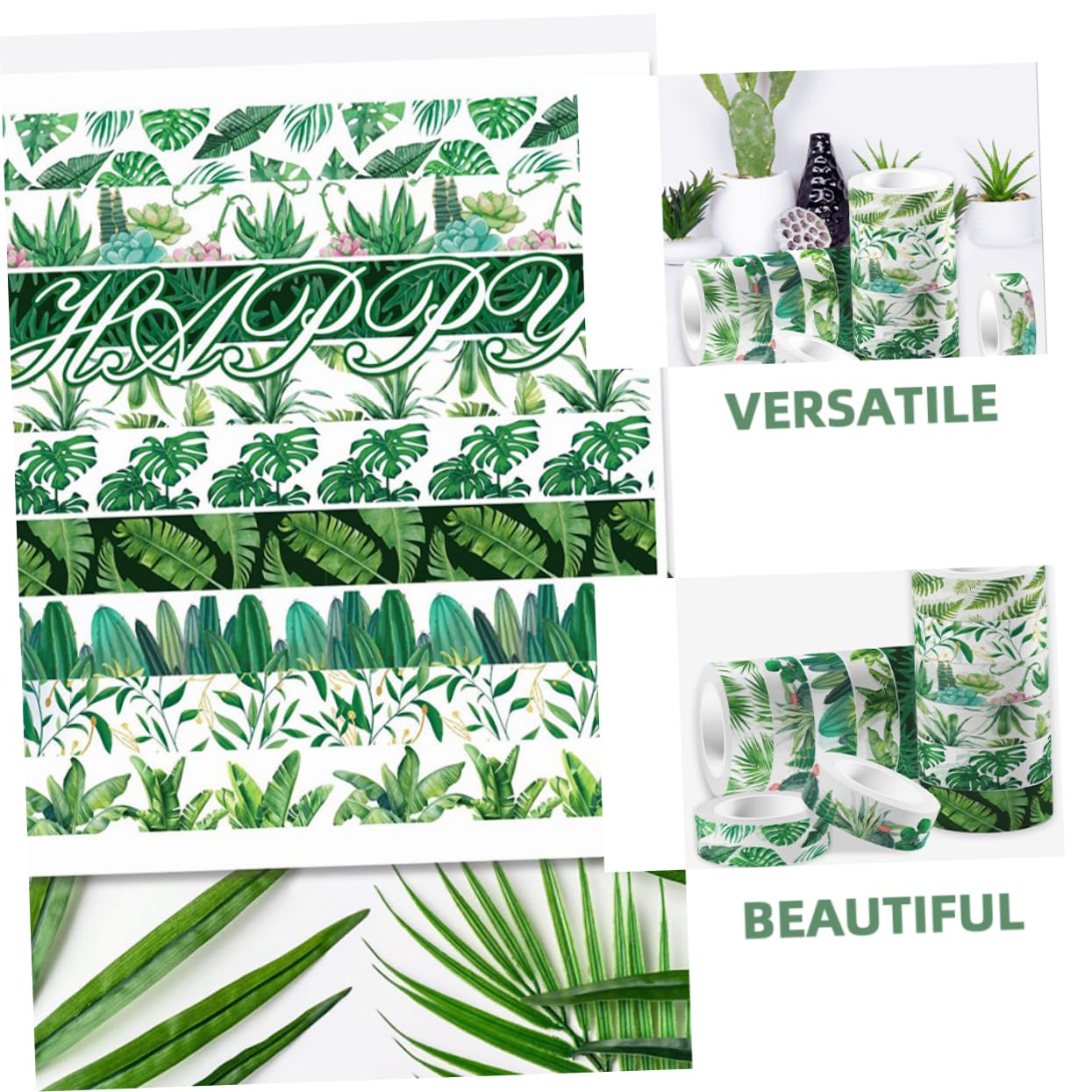 NUOBESTY 48rotoli Nastro Adesivo Decorativo Washi Tape Verde Per Scrapbooking e Decorazioni Adatto Per Diari Calendari e Regali Stile Kawaii e Facile Da Usare