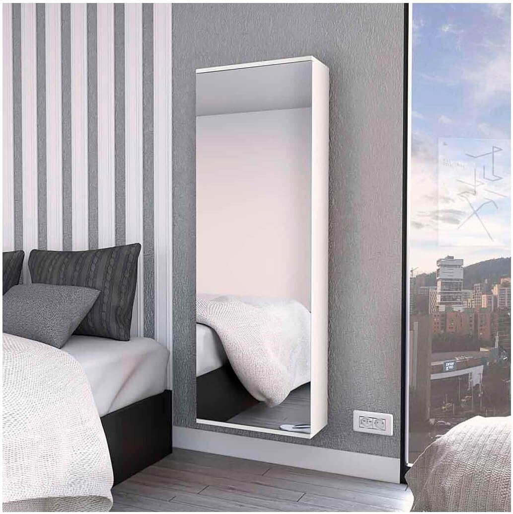 Wall Mounted Shoe Rack with Mirror - 10 Pair Capacity - 5 Shelf Organizer