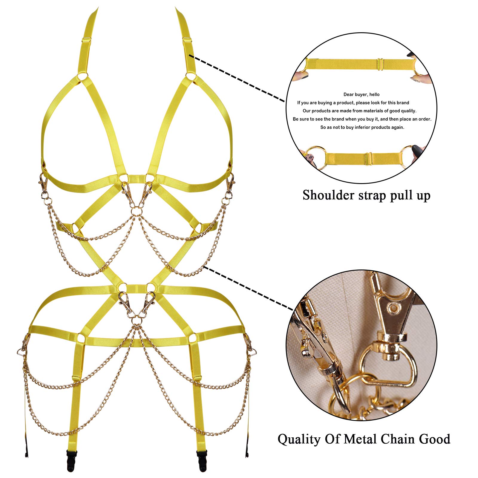 Reggiseno per Imbracatura da Donna Set di Reggicalze Lingerie Cage Punk Gothic Belt Festival Rave Body Chain Club Rave Wear