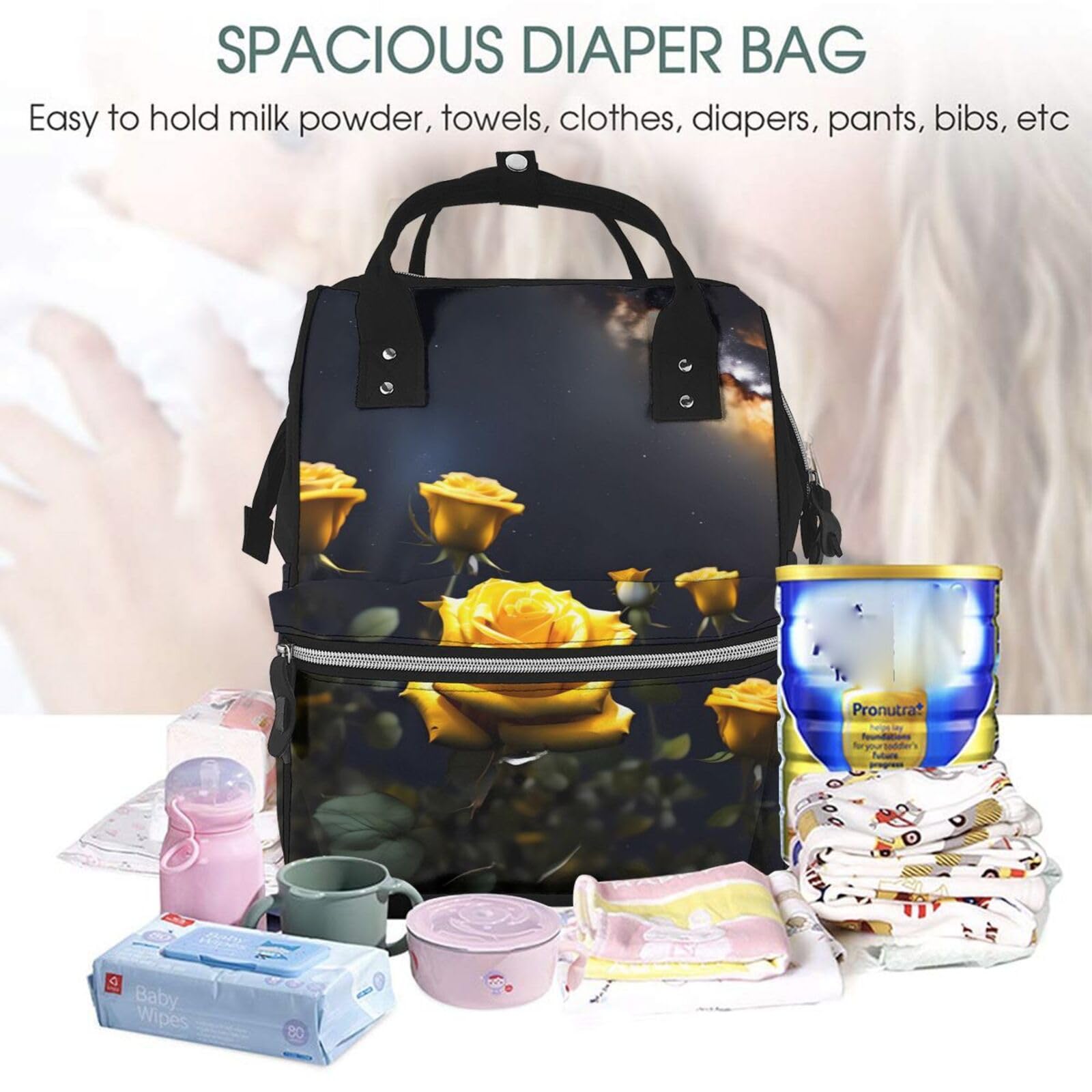 Bonita mochila multifuncional para pañales de gaviota, bolsa de pañales de gran capacidad con mamás y papás, viajes y uso diario