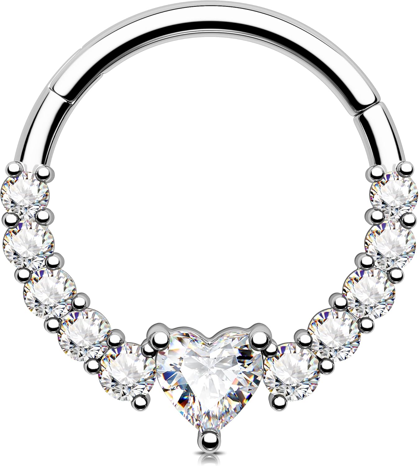 Jewseen 16G Septum Rings Clicker Septum Piercing Jewelry 316L Surgical Steel Heart Helix Daith Piercing Jewelry Daith Earring for Women Men