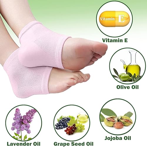 Miniatura 5 de 2 pares de calcetines de gel hidratante, tratamiento de talón seco para pies ásperos, reparación de pies agrietados, calcetines de aloe de spa para