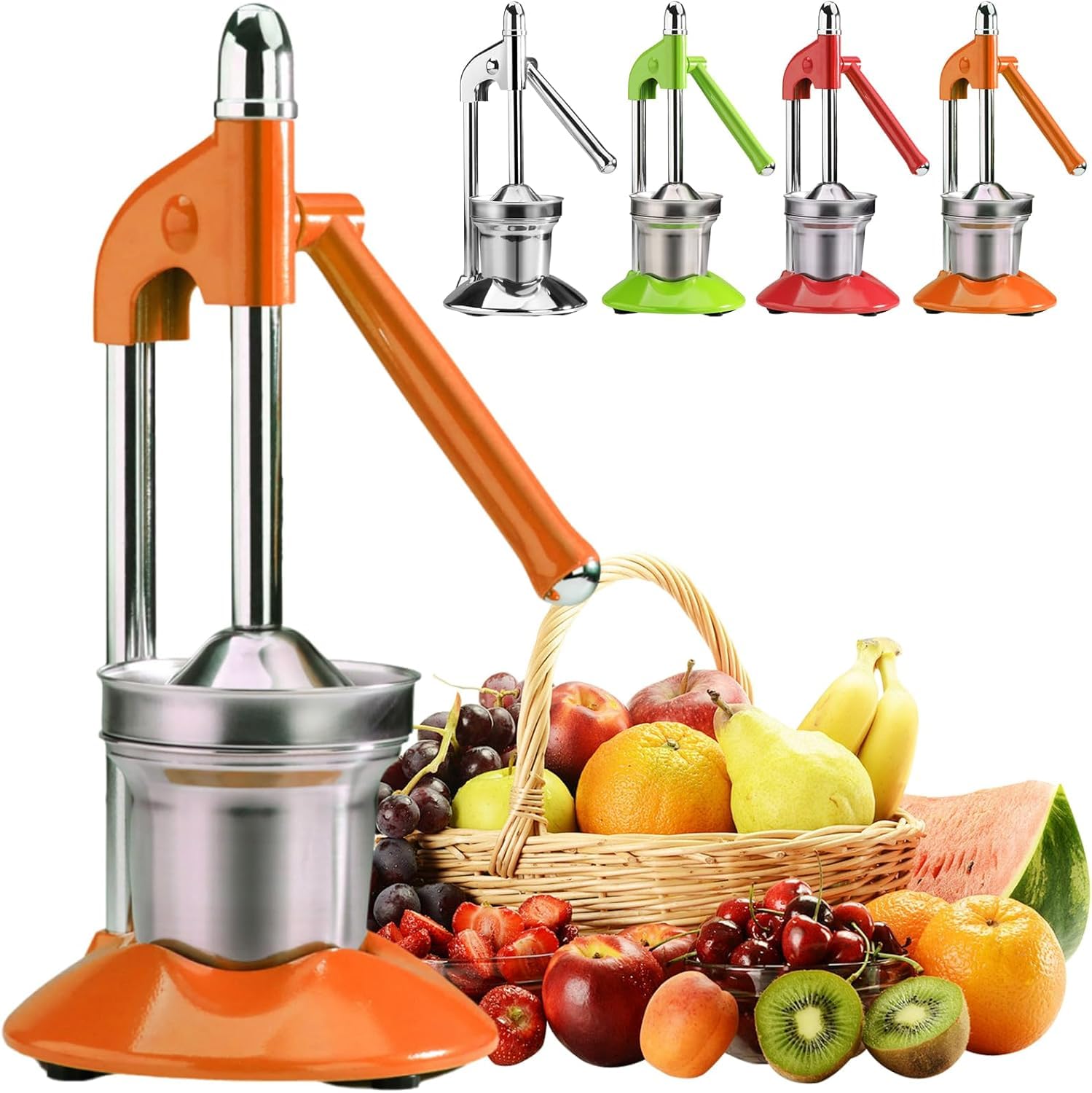 Heavy Duty Cast Iron Zitruspresse mit selbstgewichtetem Hebel für müheloses Zitronenpressen.Edelstahl-Konische Filter extrahiert reinen Saft ohne metallischen Geschmack oder Fruchtfleisch.