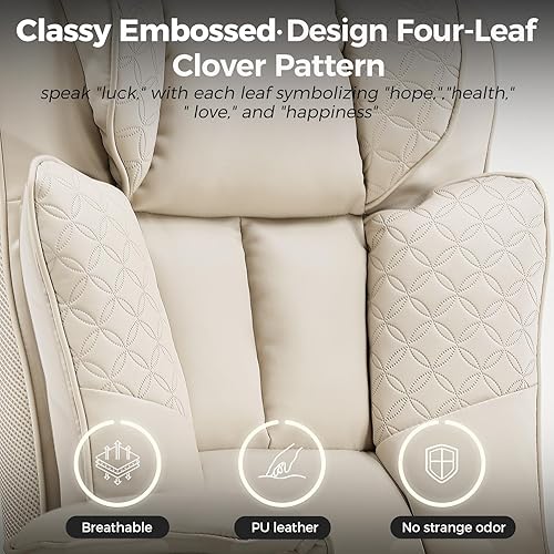 Miniatura 4 de GTPLAYER Silla de oficina grande y alta de 400 libras de ancho, silla ergonómica para juegos con cuero de diseño en relieve de lujo con reposapiés,