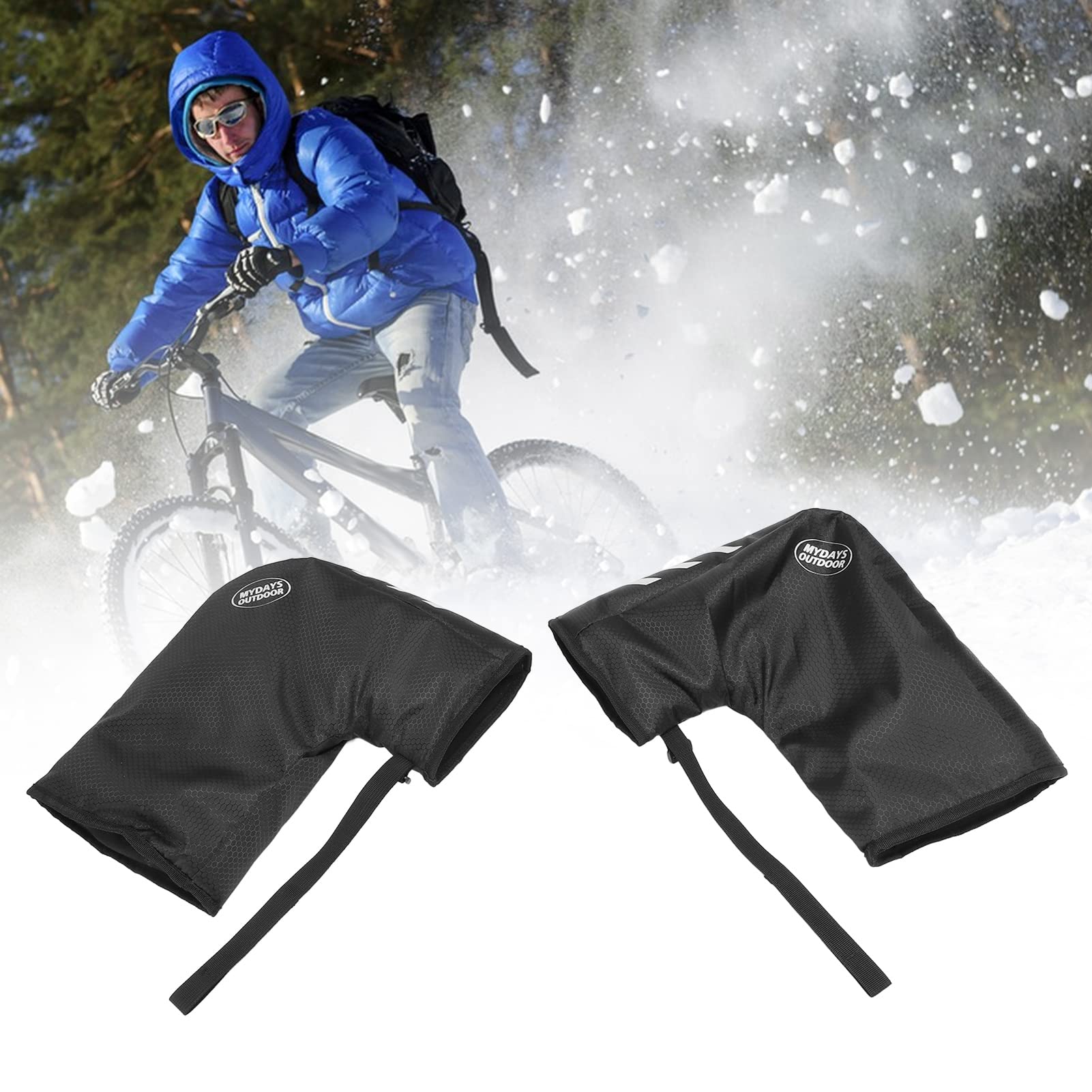 1 par de Guantes para Manillar de Bicicleta, Impermeables, Reflectantes, cálidos para Manos, Cubierta térmica de Invierno, Protector de Mano para Manillar de Bicicleta
