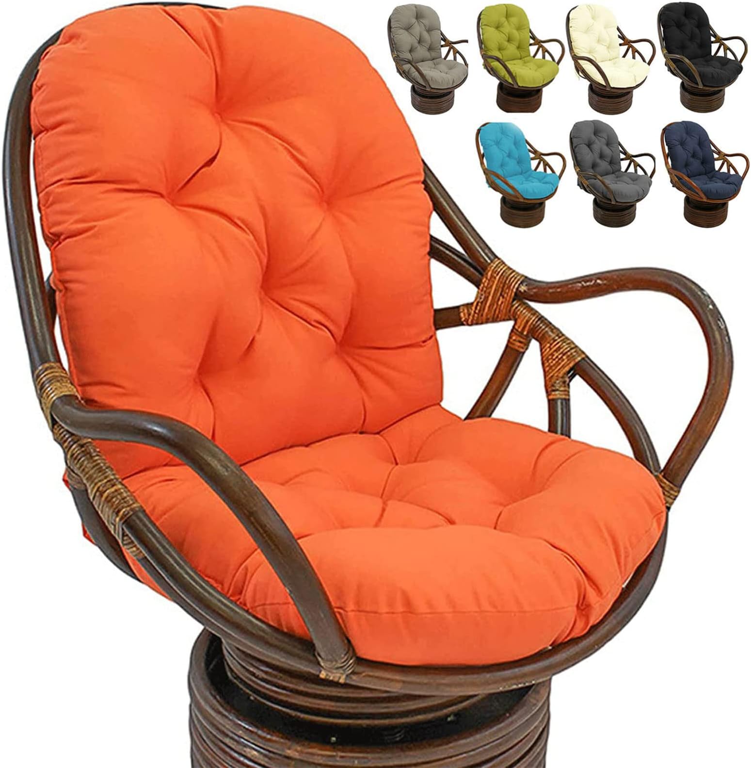 Chyuan Swivel Rocker Chair Cushion Washable Resistant Rocking Replacement Chair Pads, Cushion Mat for Recliner Rocking Rattan Chair Garden Seat Cushion Sofa Tatami Mat,Orange,60x120 cm