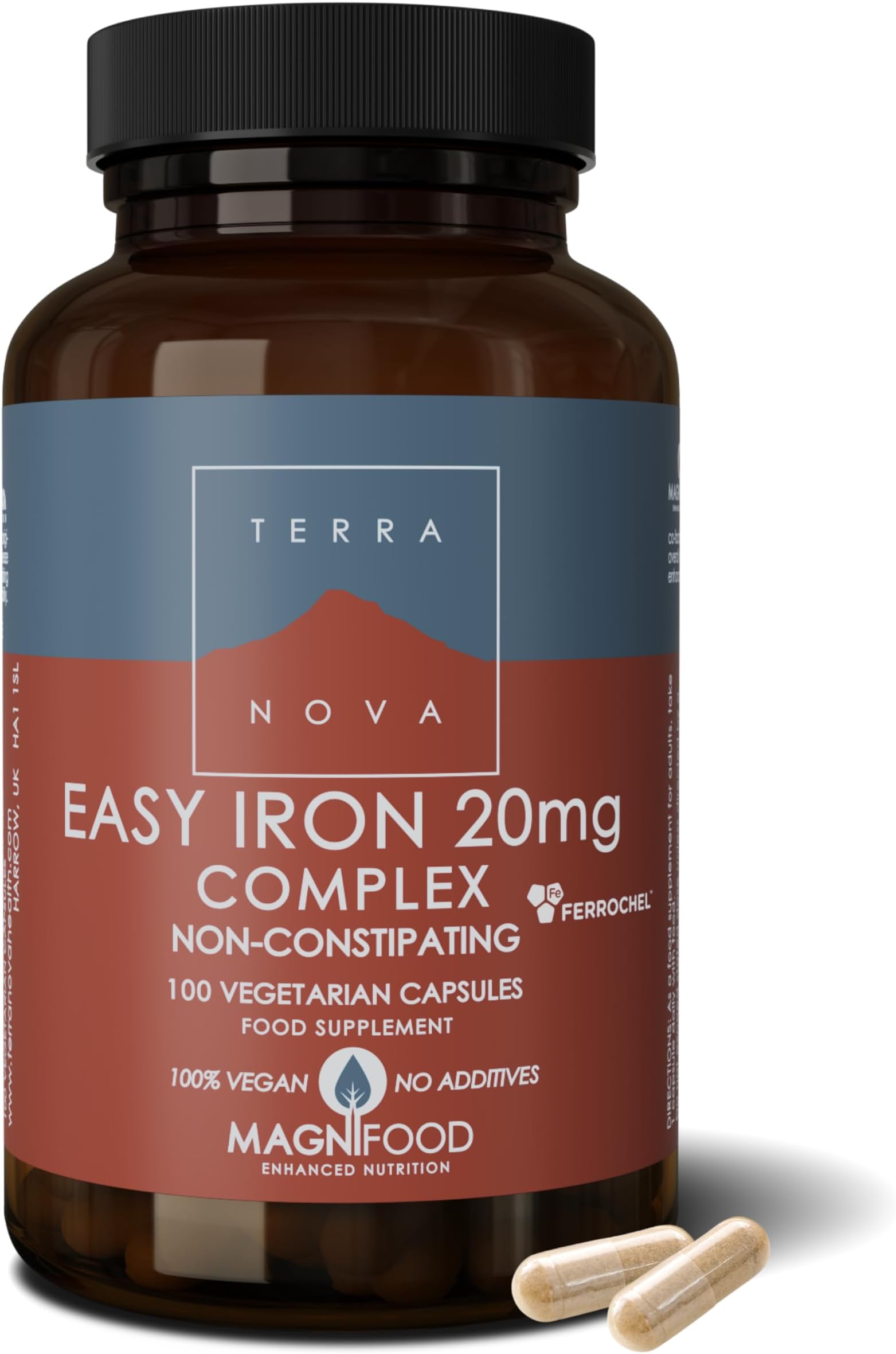 Terranova Easy Iron 20mg Complex Non Constipating 100 Veg Capsules