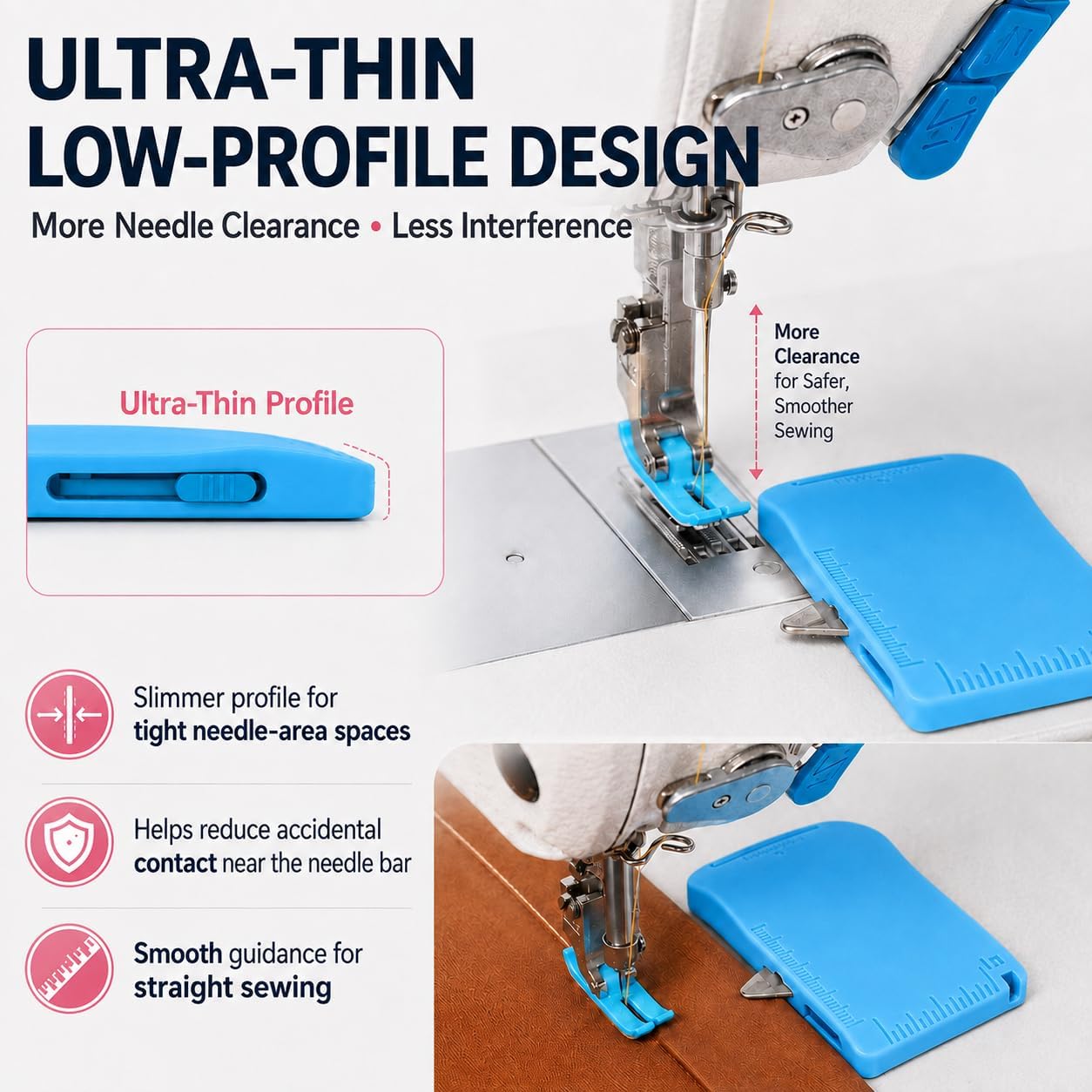 Magnetic Seam Guide for Sewing Machine with Built-in Seam Ripper & Scale