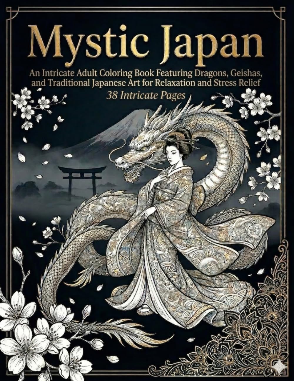 Mystic Japan: An Intricate Adult Coloring Book Featuring Dragons, Geishas, and Traditional Japanese Art for Relaxation and Stress Relief
