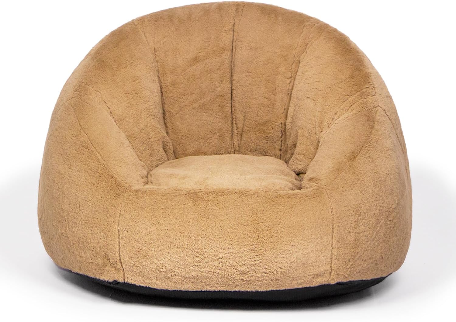 N&V Small Bean Bag Chair for Kids, Children Mini Bean Bag Sack, Foam Filling, Includes Removable and Machine Washable Cover, 27in, Soft Faux Fur (Brown)