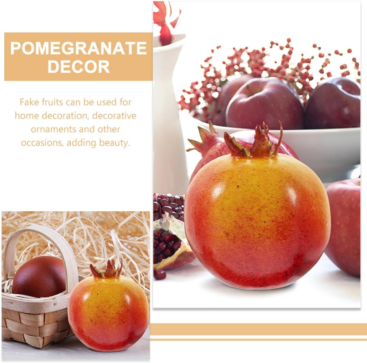 BETOOKY Lifelike Pomegranate Artificial Fruit Foam Decorative Fruit for Home Kitchen Cabinet Decor Photography Props 8pcs Set