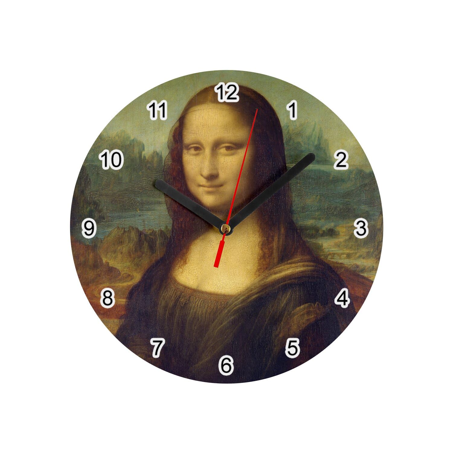 Horloge murale en verre peinture Léonard de Vinci Mona Lisa classique 20cm