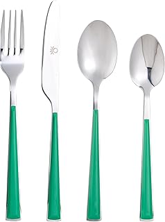 UNITED COLORS OF BENETTON. BE118 Set 24pc cubertería Acero Inoxidable Mango Verde Casa Benetton