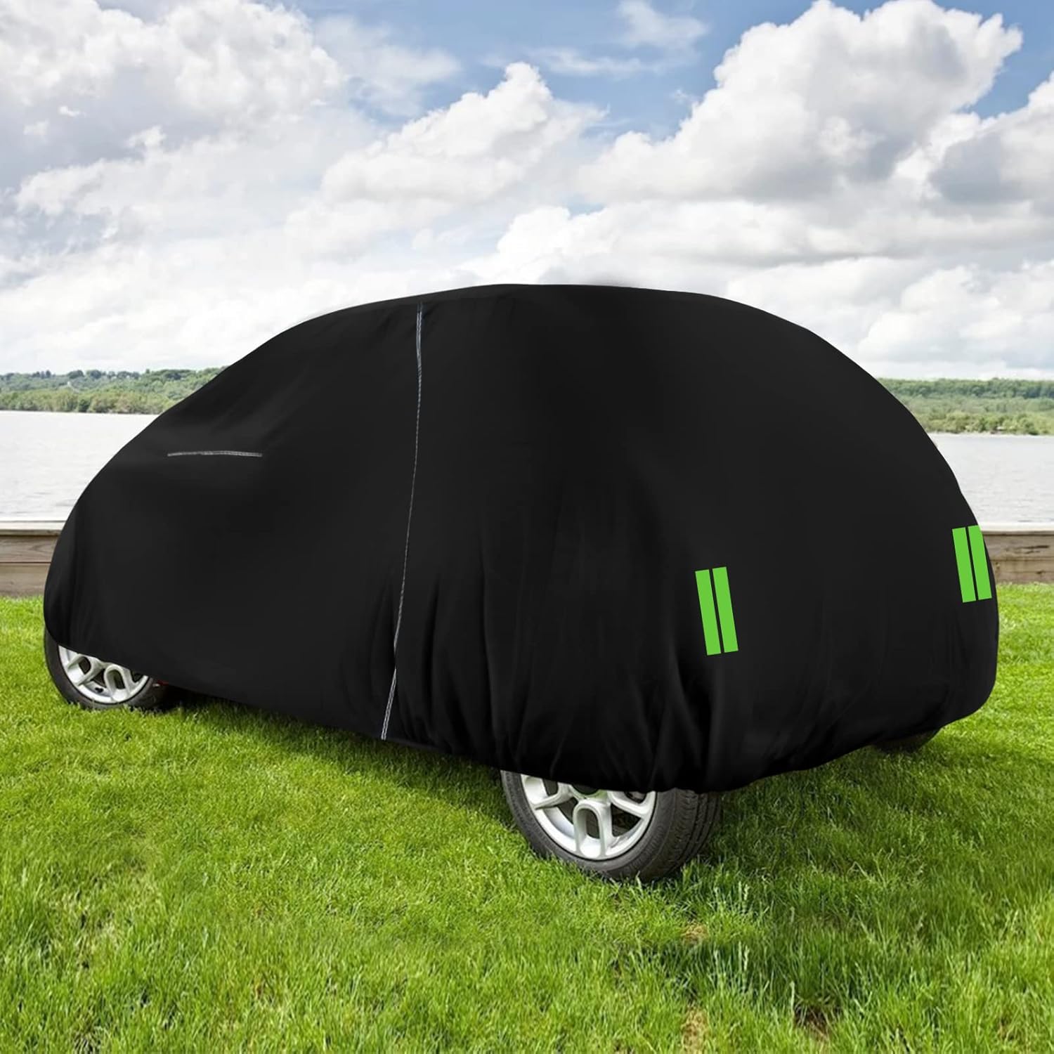 Waterproof Car Cover Replace for Fiat 500 / 500C / 500E Abarth Turbo Sport Lounge Pop 2007-2022, 210T All Weather Classic Car Covers with Zipper Door & Lock for Snow Rain Protection