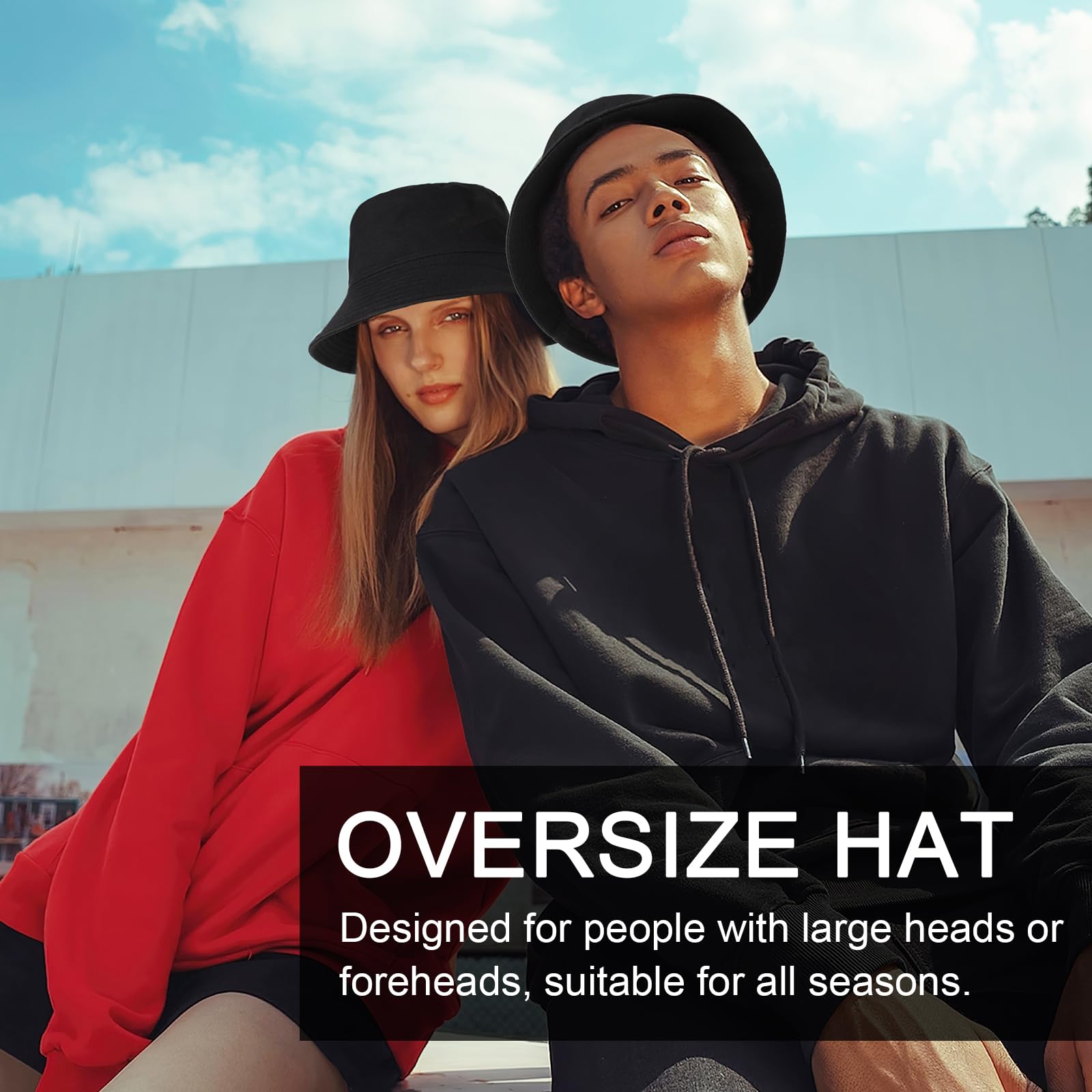 TAGVO XX-duży kapelusz typu bucket unisex, duży, dwustronny, bawełniany kapelusz przeciwsłoneczny, ponadwymiarowa dwustronna ochrona przed promieniowaniem UV, czapka wędkarska na wakacje, wędkowanie
