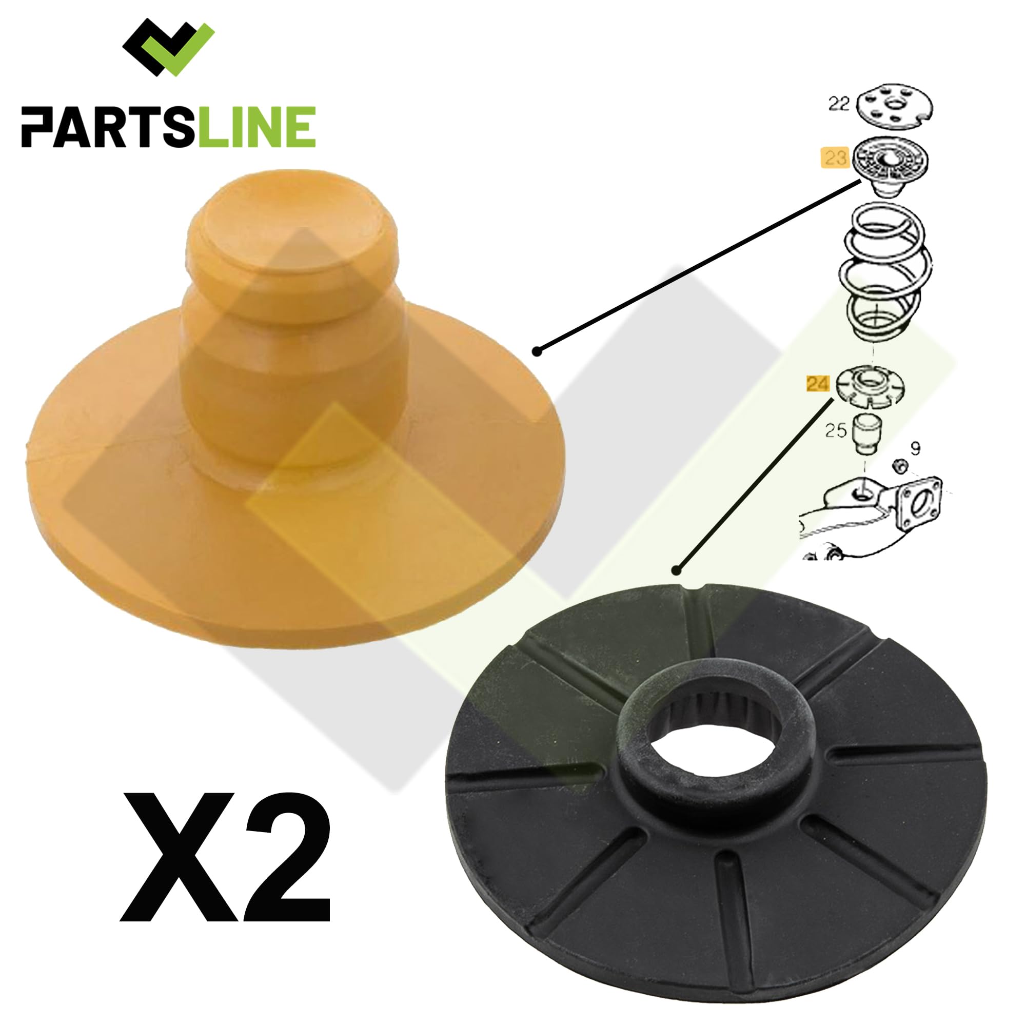 Partsline (Lot de 4) Coupelle inférieure ET supérieure de suspension d'essieu arrière compatible avec Astra G, Astra H, Kadett D, Kadett E, Zafira A, Zafira B 90576351 90305263