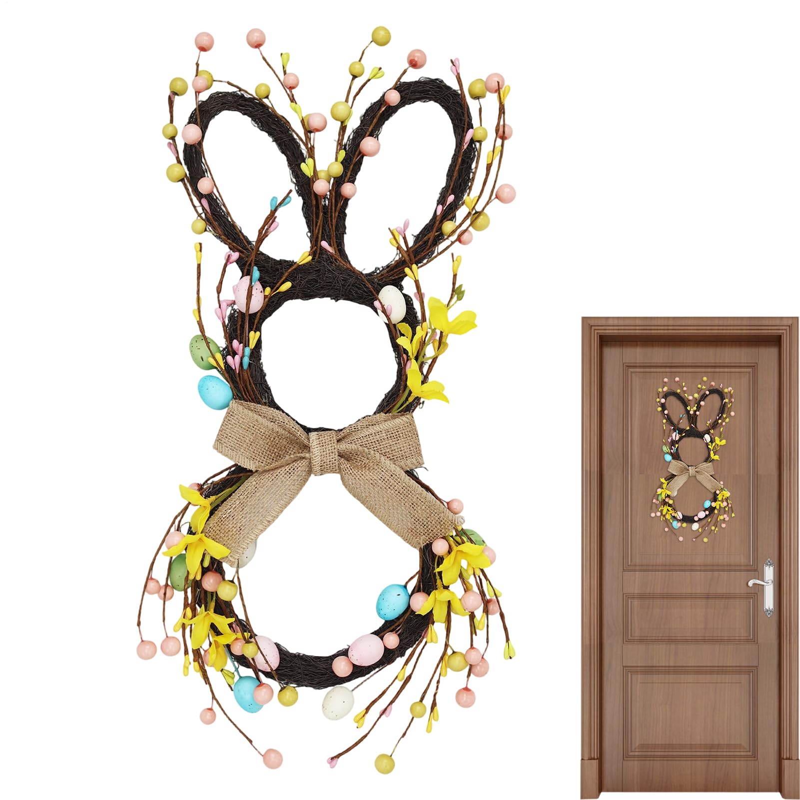 Couronne de Pâques grand format 45cm pour porte d'entrée sombre