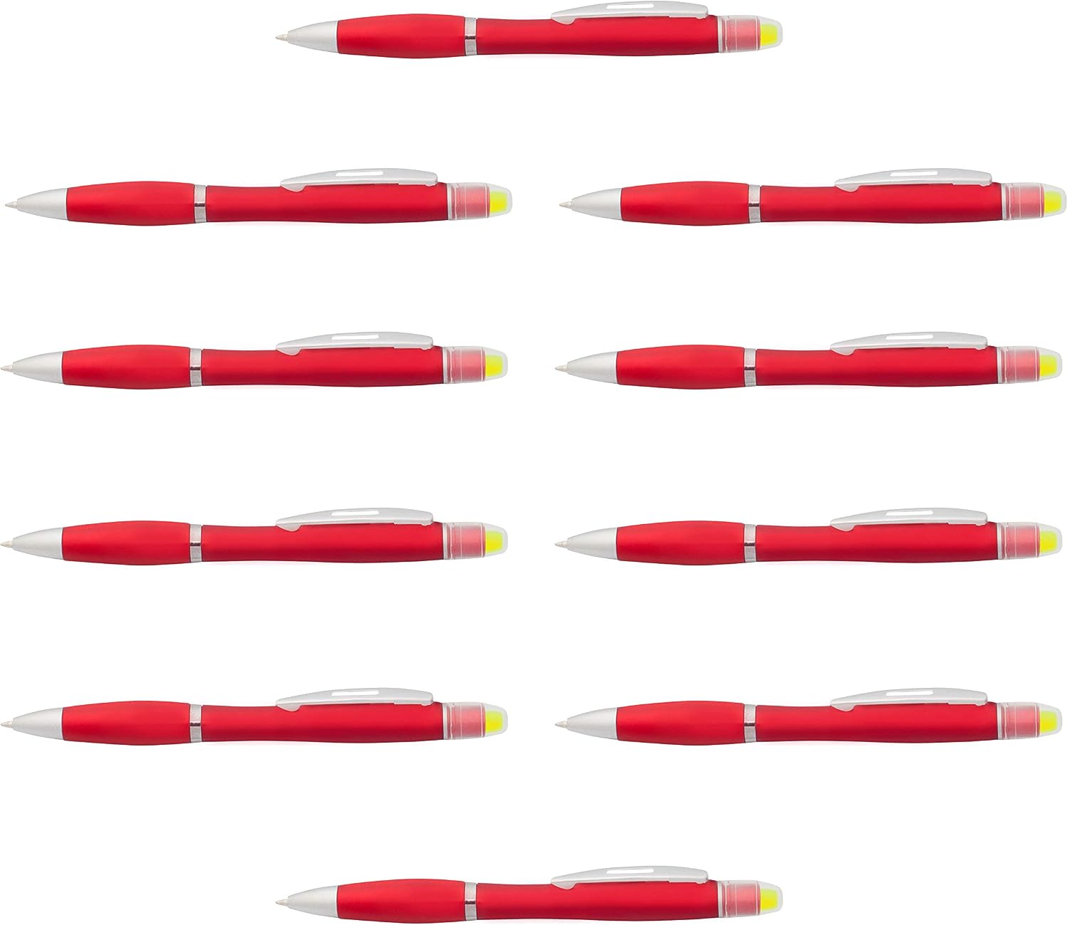 DISCOUNT PROMOS 10 Marathon Gel Highlighter Pens Pack - Twist Mechanism, Ballpoint - Red