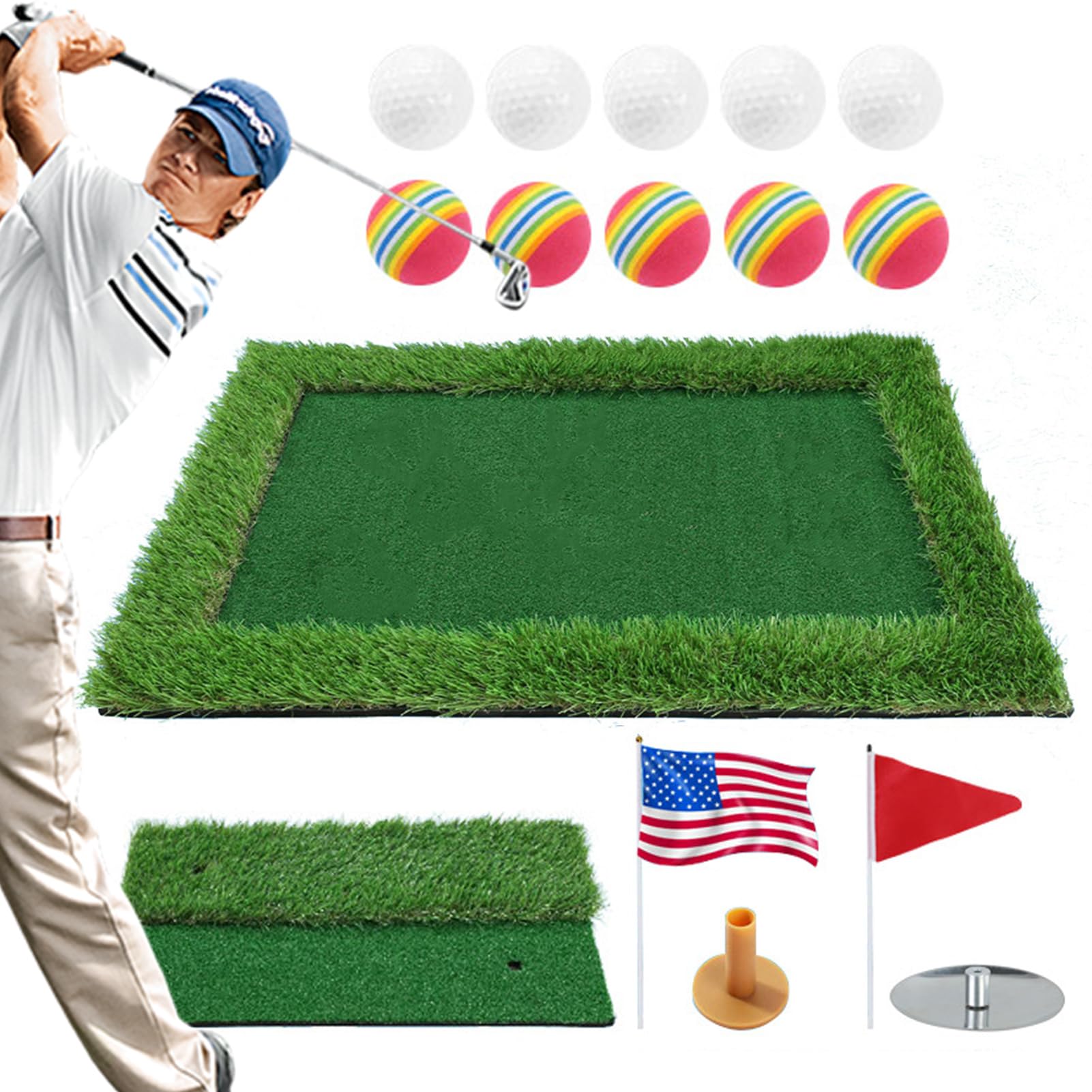 Jeu De Golf Flottant pour Piscine, Jeu De Synthétique pour Putting Flottant, Tapis De Frappe pour Améliorer Les Compétences Activités D'entraînement pour Adultes en Plein Air Piscine Lac Jardin
