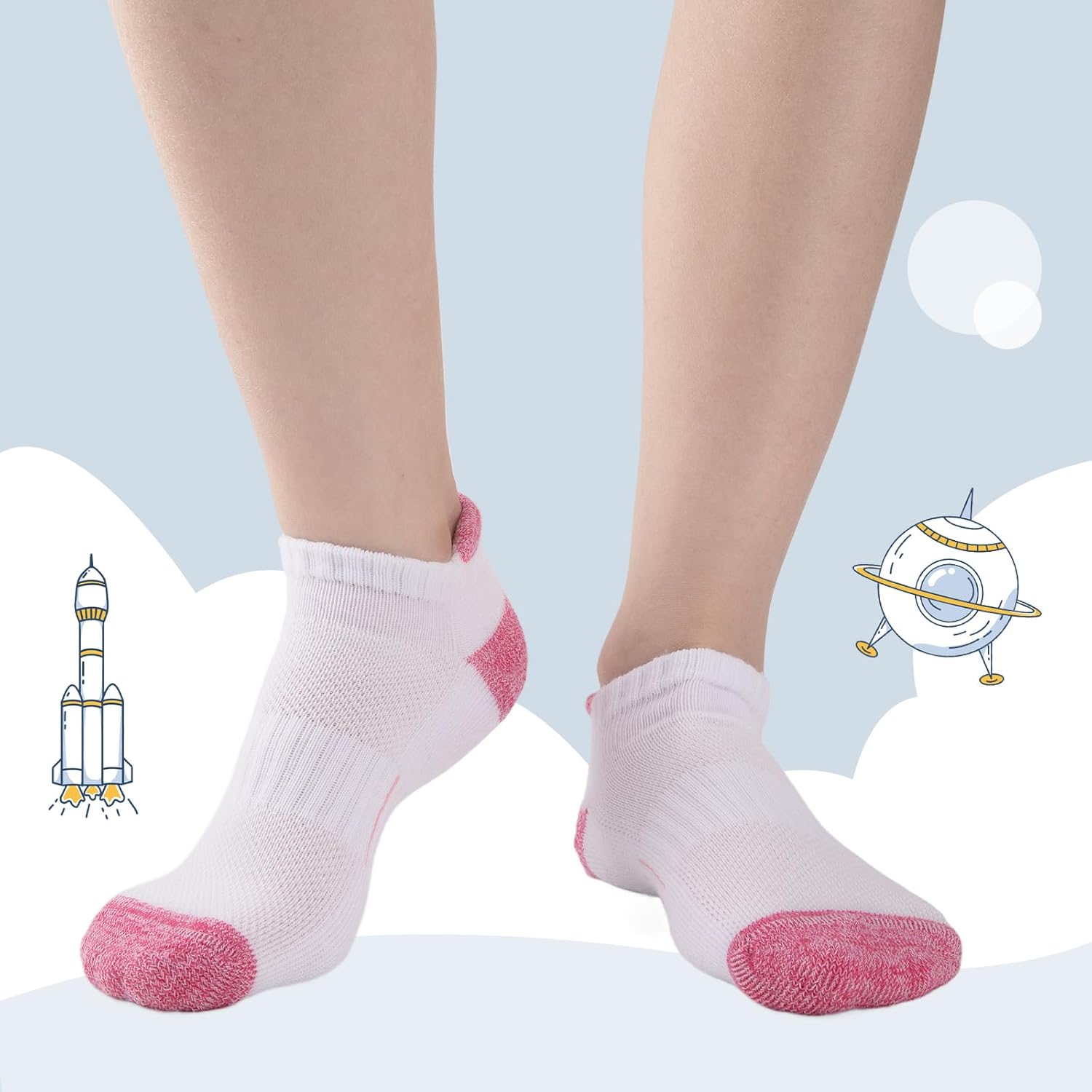 Comfoex Girls Socks Ankle Athletic Socks For Kids 4-6 6-8 8-10 Years Old Short Socks With Cushioned Sole 8 Pairs - Image 6
