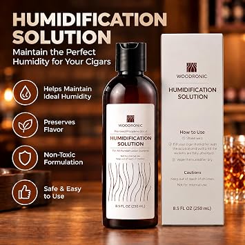 Cigar Humidor Solution 250ml, Propylene Glycol Humidification Solution for Humidors Humidity Control Liquid for Cigar Storage, Cabinet, Box, Desktop & Travel Humidors