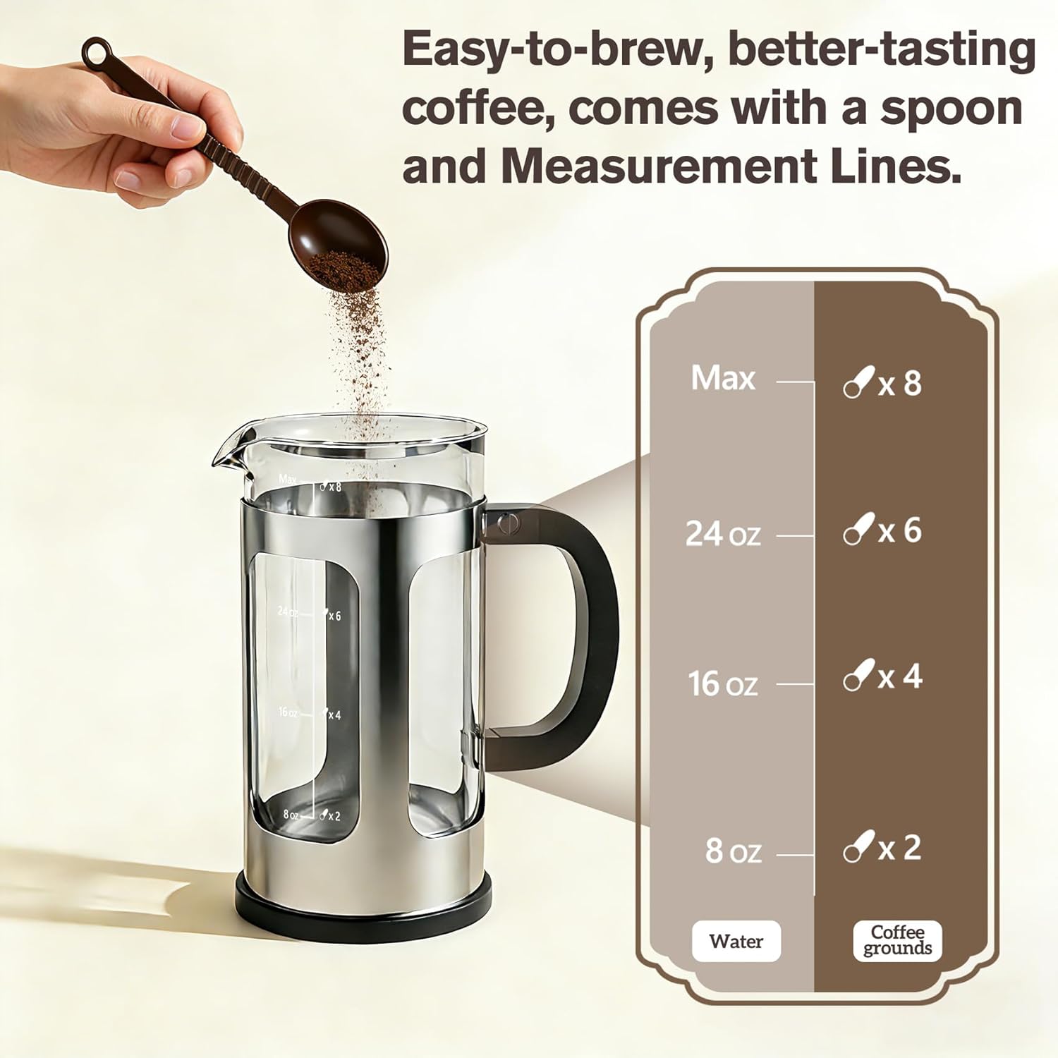 French Press Coffee Maker 34oz, Heat Resistant Thickened Glass Stainless Steel Brewer, No Plastic Touching Cafe, 4-Level Filtration, Cold Brew Cafe/Tea Pot for Kitchen Camping Travel, Gifts, Bar