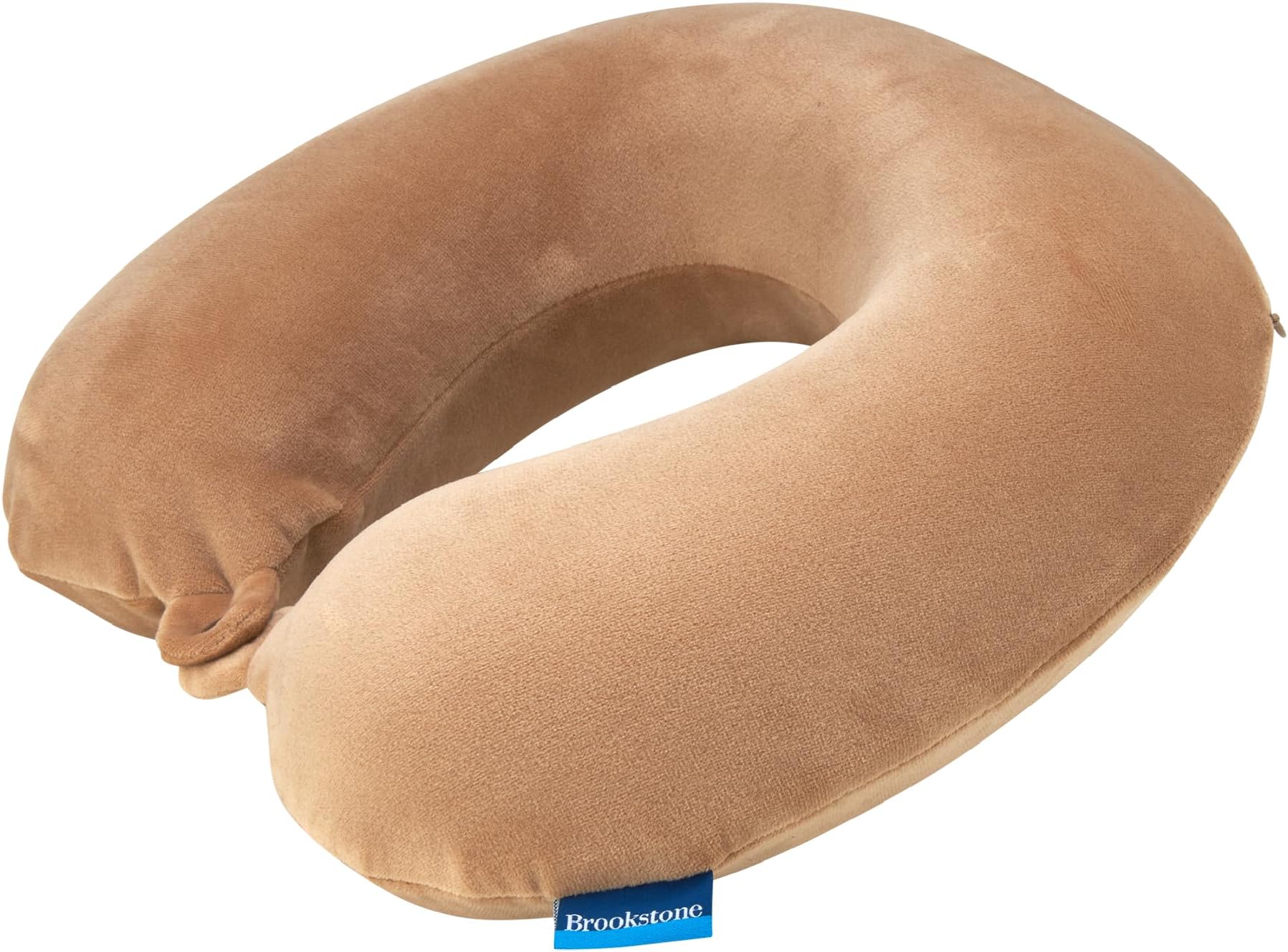 Travel Neck Pillow - Lightweight Fleece Casing U-Shaped Stuffable Memory Foam Travel Pillow for Sleeping and Neck Support, Size One Size, Khaki