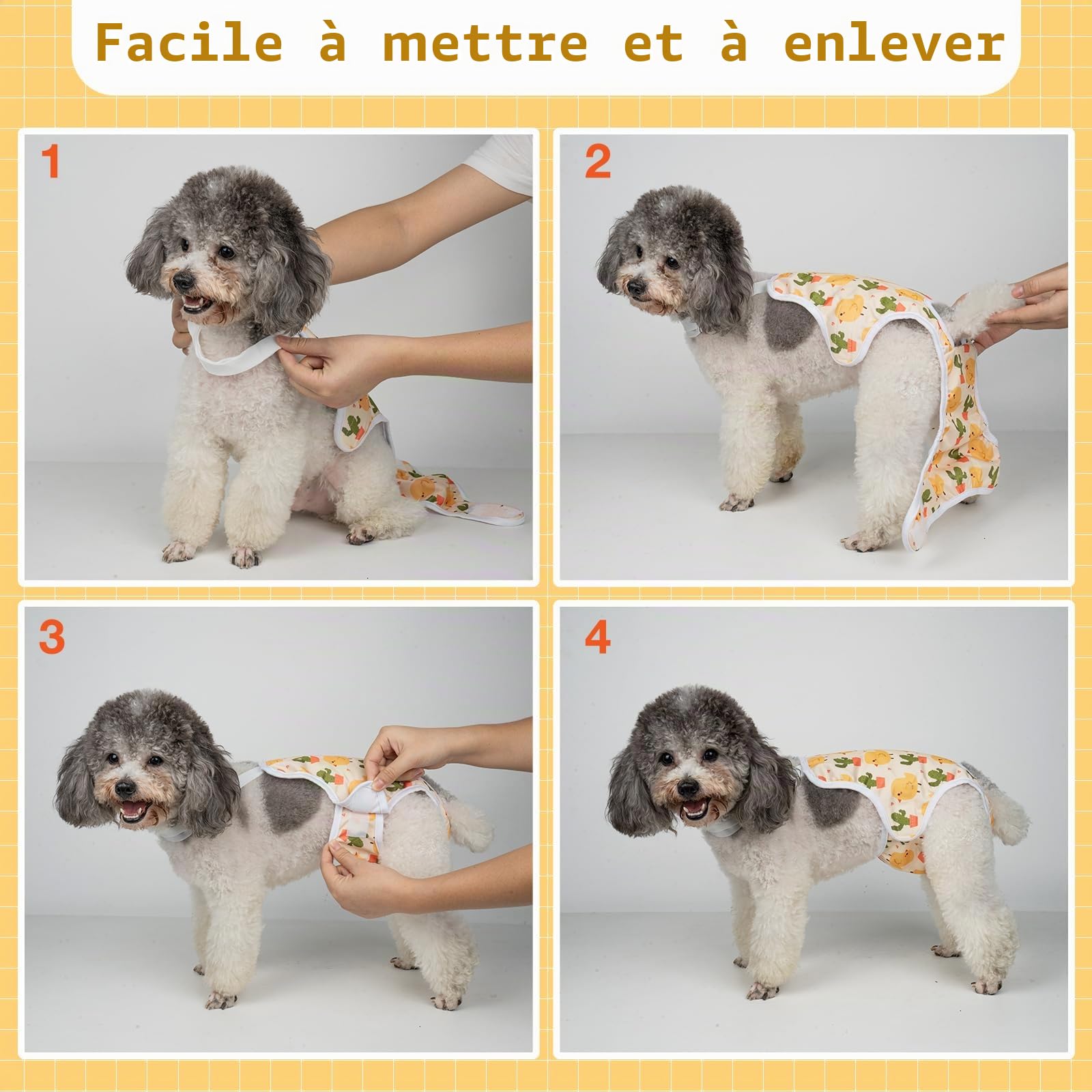 MICOOYO Culotte hygiénique pour Chien – Couches réutilisables pour Chiens Femelles pour Chiots, Pantalon Lavable avec Bretelles réglables (Aniamls, M)
