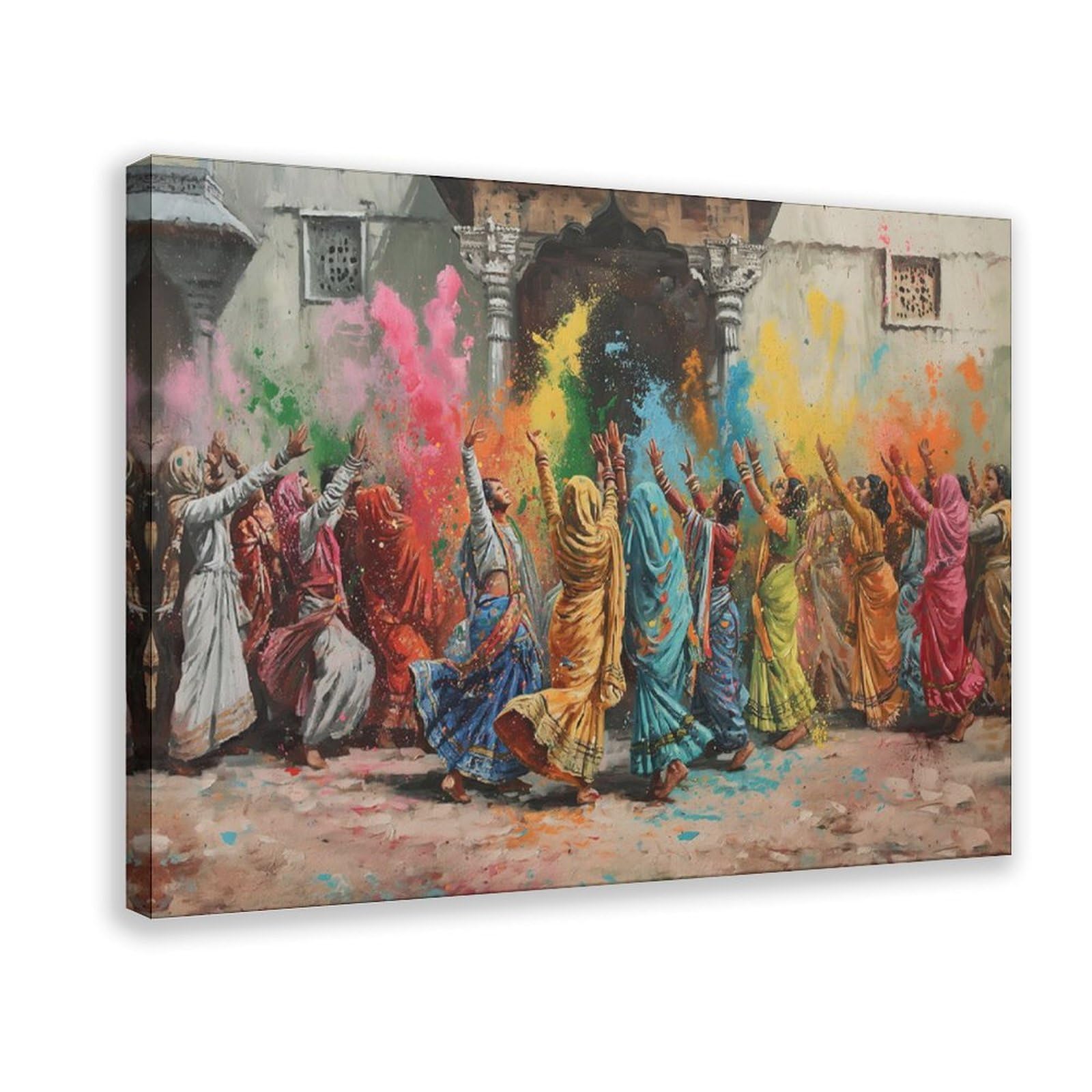 GQVCJSW Holi of Vrindavan India Culture Art Canvas Poster Wall Art Decor Print Picture Paintings for Living Room Bedroom Decoration 24x36inch(60x90cm)
