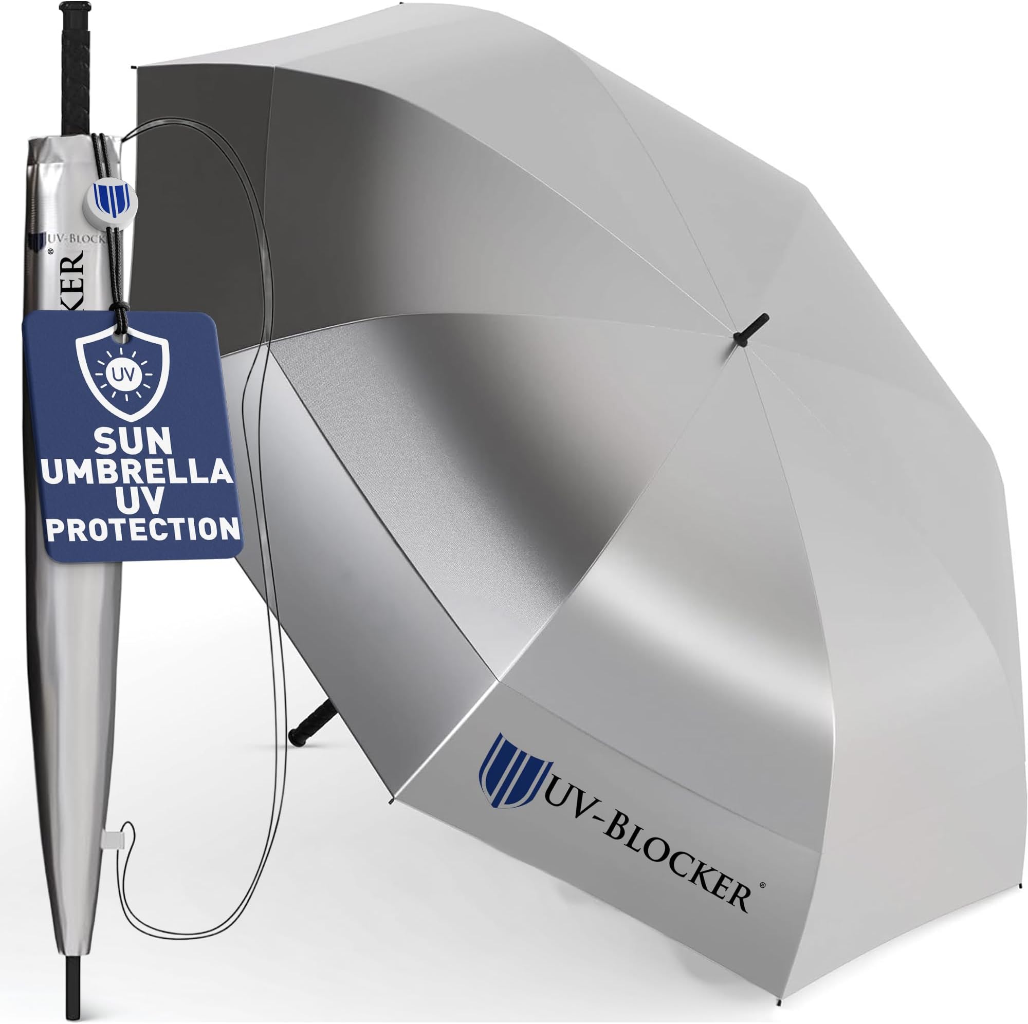 'UV-Blocker - UV Sun Protection Golf Umbrella - Large Sun Blocking Umbrella - Windproof - Auto Open - Vented Double Canopy - UPF 55+ - Blocks 99% of UVA UVB Rays - 48''/62''/68'''