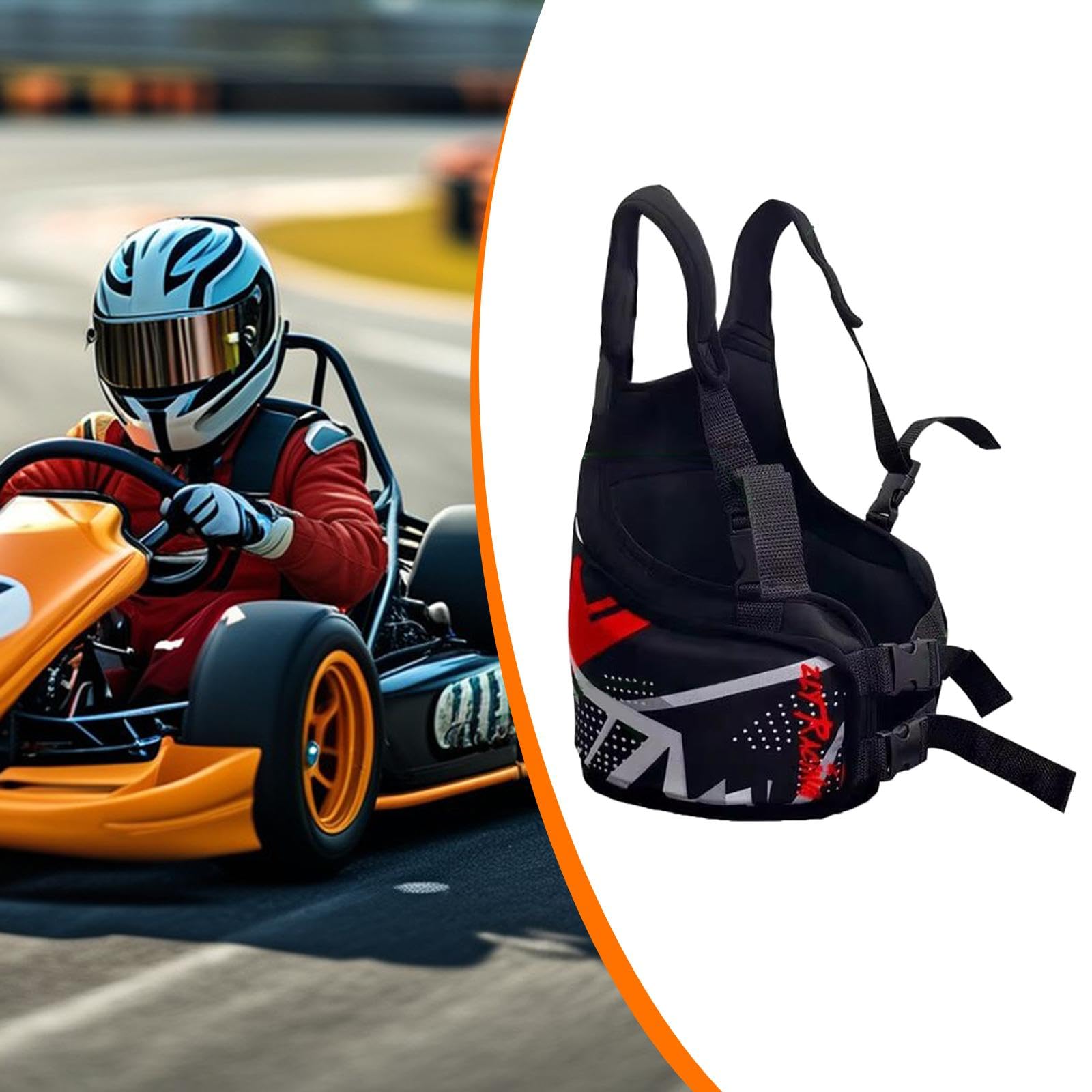 predolo Chaleco Protector de Costillas de Karting para Adultos, Protección Ajustable, Protector de Pecho para Carreras, Entrenamientos y Actividades de Karting, Rojo