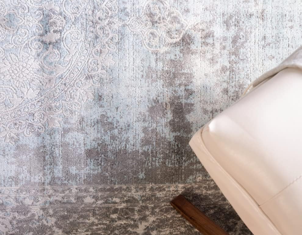 Unique Loom New Classical Collection Area Rug - Olwen (2' 7" x 10' Runner, Light Blue/ Ivory)
