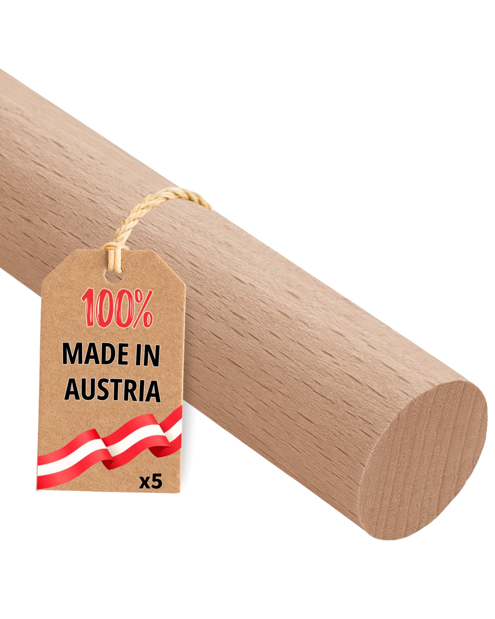 Gedotec Beech Round Rod Smooth | Wooden rods | Craft Sticks 12 x 1000 mm | 5-Pack | Beech Wood Sticks for Crafting | Solid Wood Round Rod | Wooden dowels