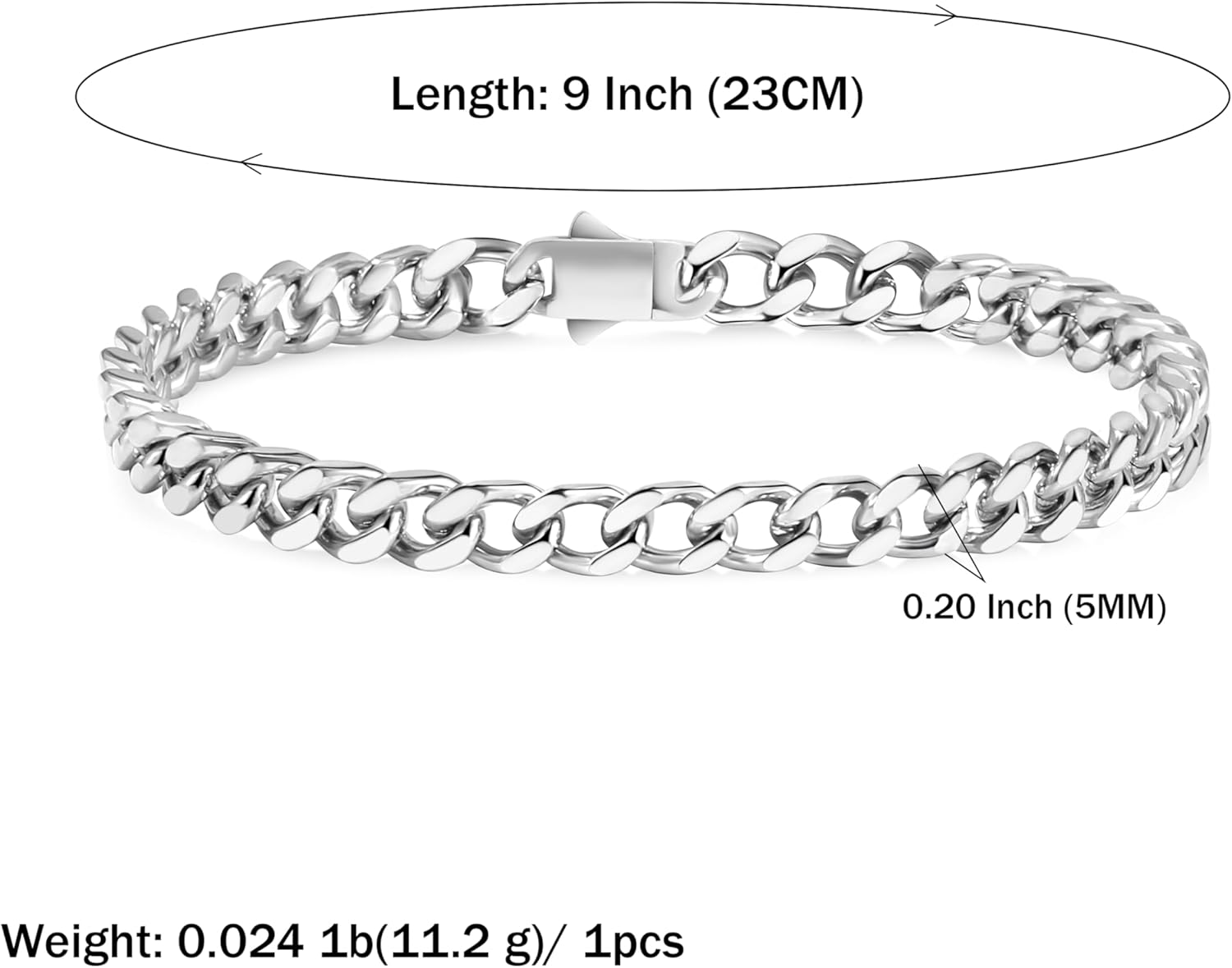 Cuban Link Bracelet for Men Waterproof 316L Stainless Steel Bracelet Width 5mm/7mm/9mm/12mm, 7.5"/8.3"/9" Length, Miami Cuban Bracelet for Men Hip Hop Jewelry Men Gift - Image 7
