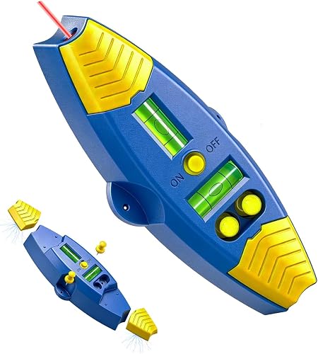 3-in-1 Magnetic Stud Finder with Laser, Wall Scanner with 2 Detachable Magnetic Positioning Modules & 4 Wooden Surface Locator Pins, Stud Finder Leveler Tool for Home Renovation Inspection. (Blue)