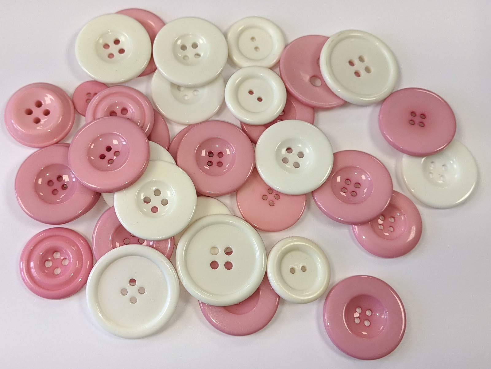 celloexpress Pack of 500g - LARGE PINK & WHITE MIX - Mixed Large Sizes and Colours of Various Large Pink & Plum Buttons for Sewing and Crafting — image 1