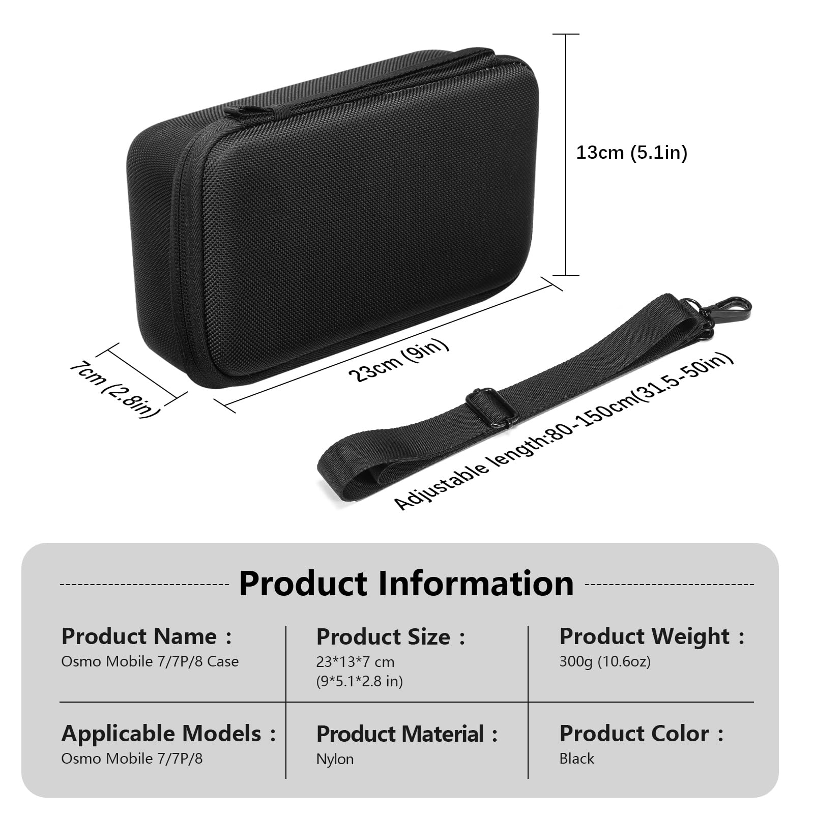 FPVtosky Étui de Rangement Portable en Nylon pour DJI OSMO Mobile 8/7/7P, Noir