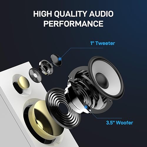 Miniatura 2 de BT16 - Altavoces activos para estantería de 3.5 pulgadas con tweeter de 1 pulgada, 60 W RMS-Bluetooth 5.3, DAC USB integrado de 24 bits dinámico,