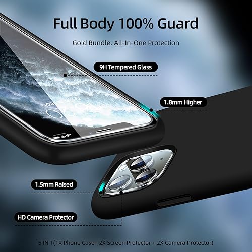 Miniatura 2 de Funda 5 en 1 para iPhone 11 Pro de 5.8 pulgadas, con 2 protectores de pantalla + 2 protectores de lente de cámara, funda protectora delgada de