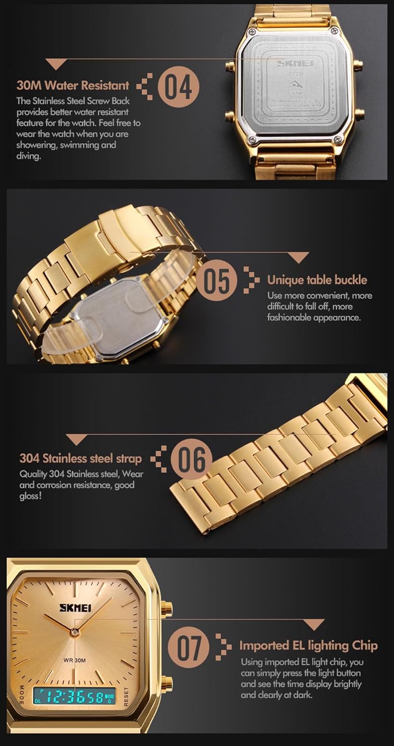 SKMEI 1220 Watch normal and EL light display modes
